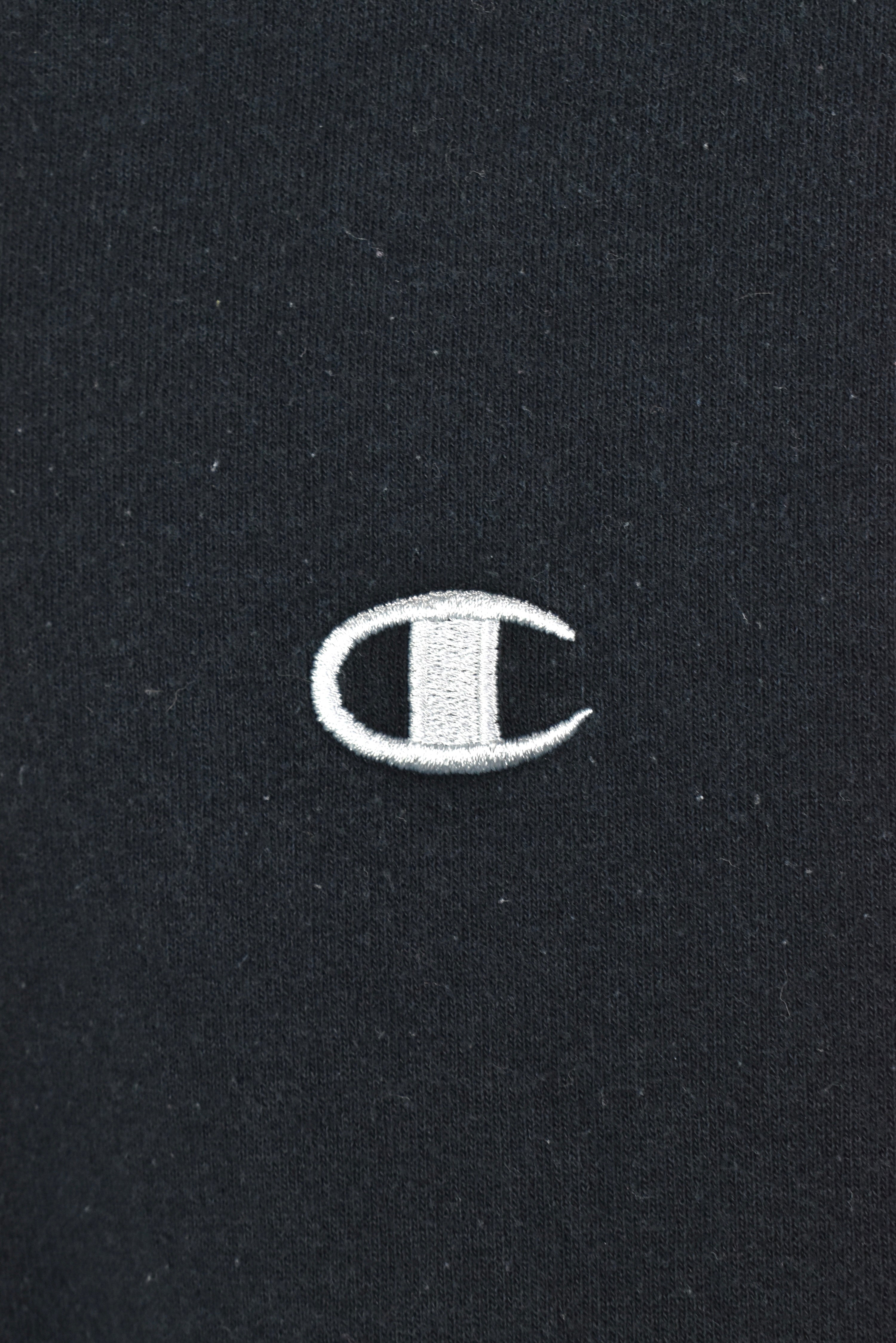 VINTAGE CHAMPION EMBROIDERED BLACK HOODIE | MEDIUM CHAMPION