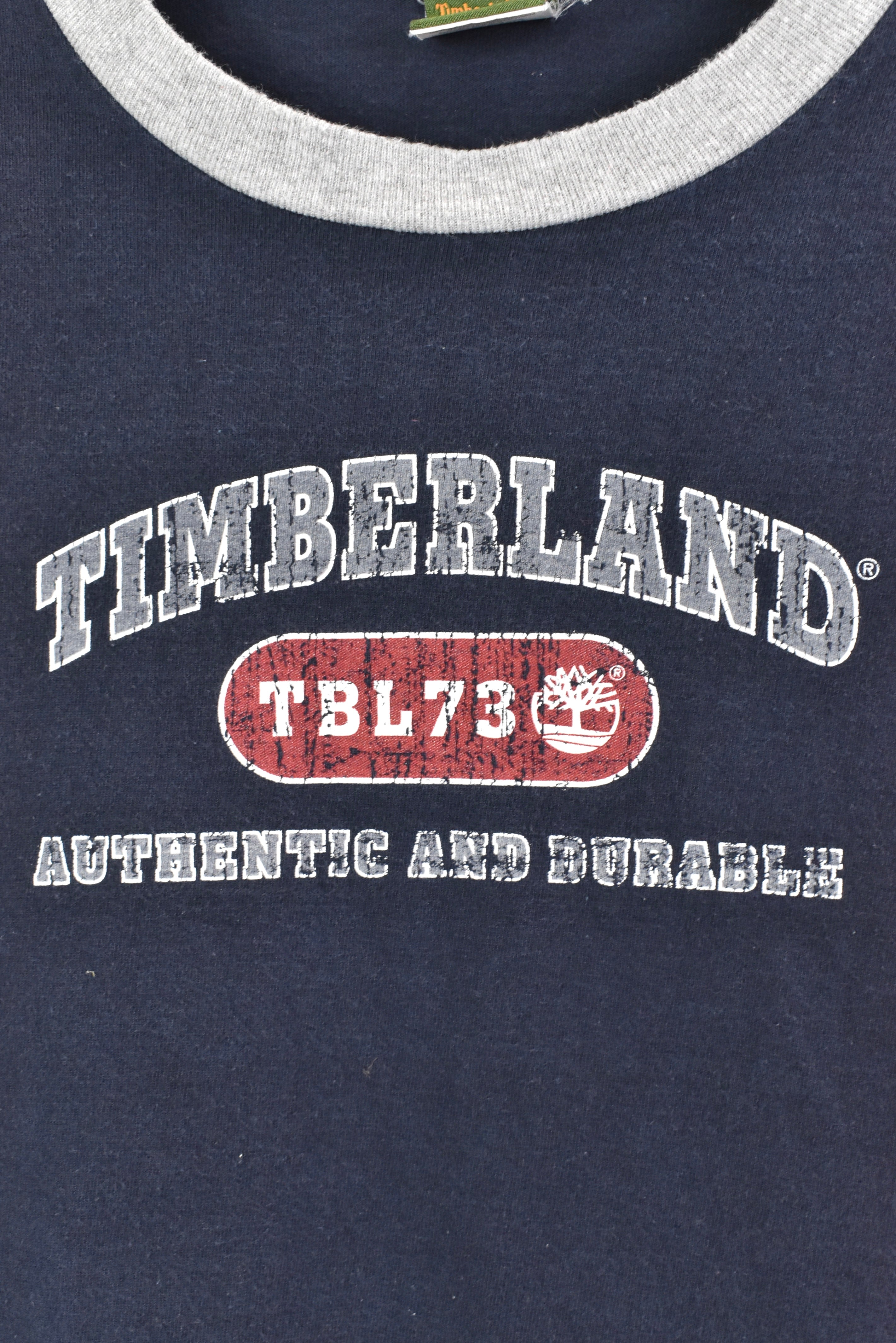 Vintage Timberland shirt, short sleeve graphic tee - XXL, navy blue TIMBERLAND