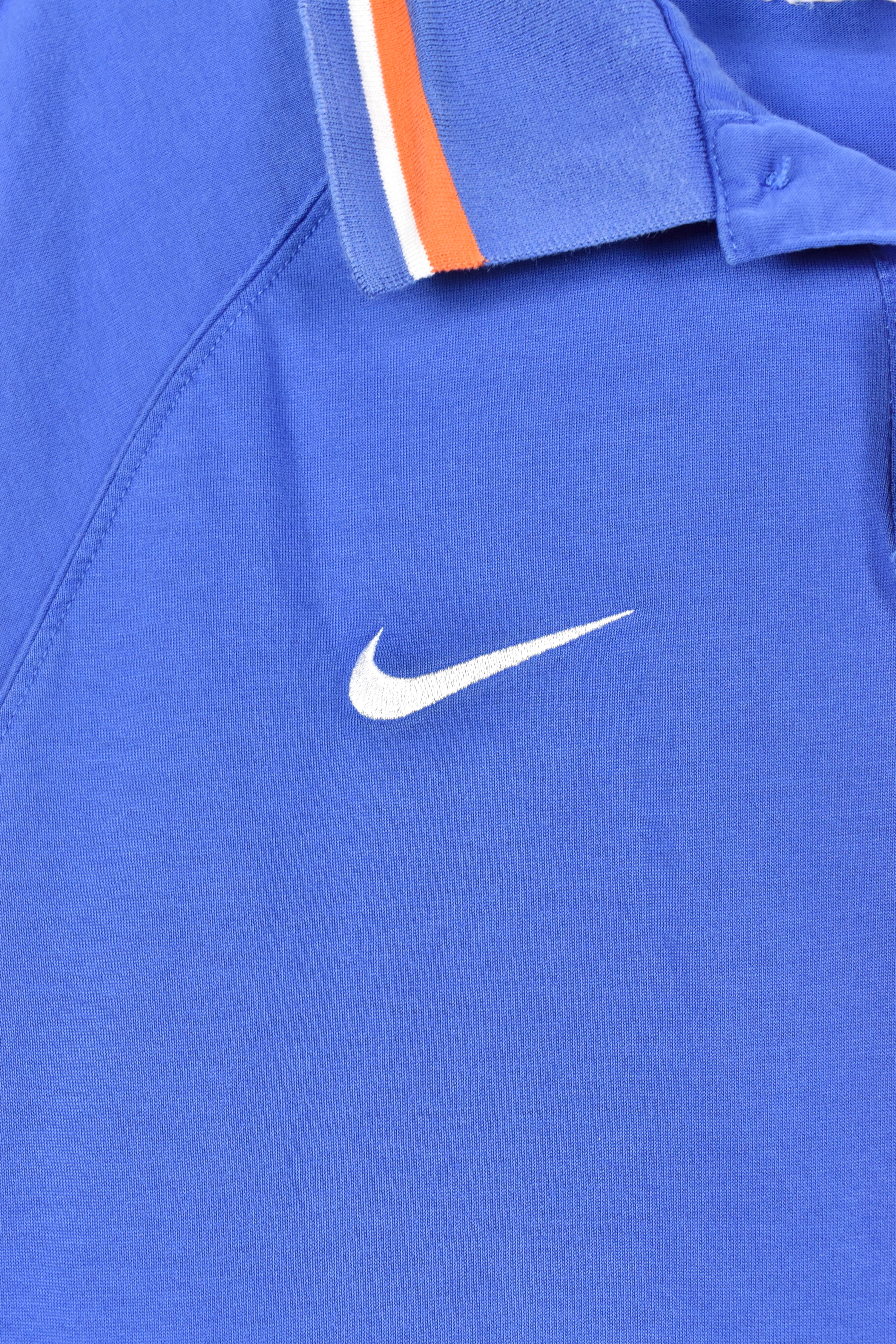 Vintage Nike polo shirt, blue soccer embroidered tee - AU M NIKE