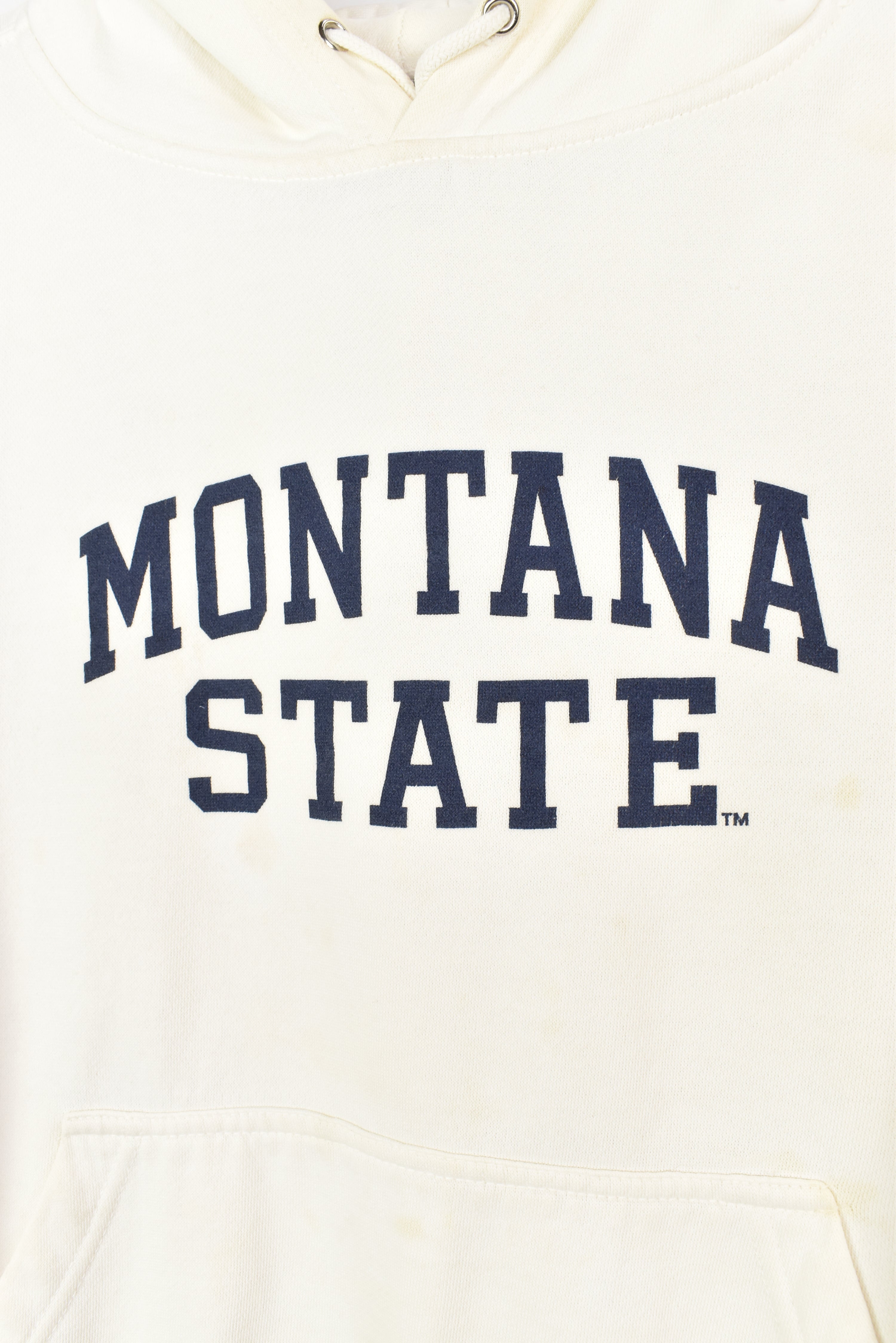 VINTAGE MONTANA STATE UNIVERSITY WHITE HOODIE | MEDIUM COLLEGE