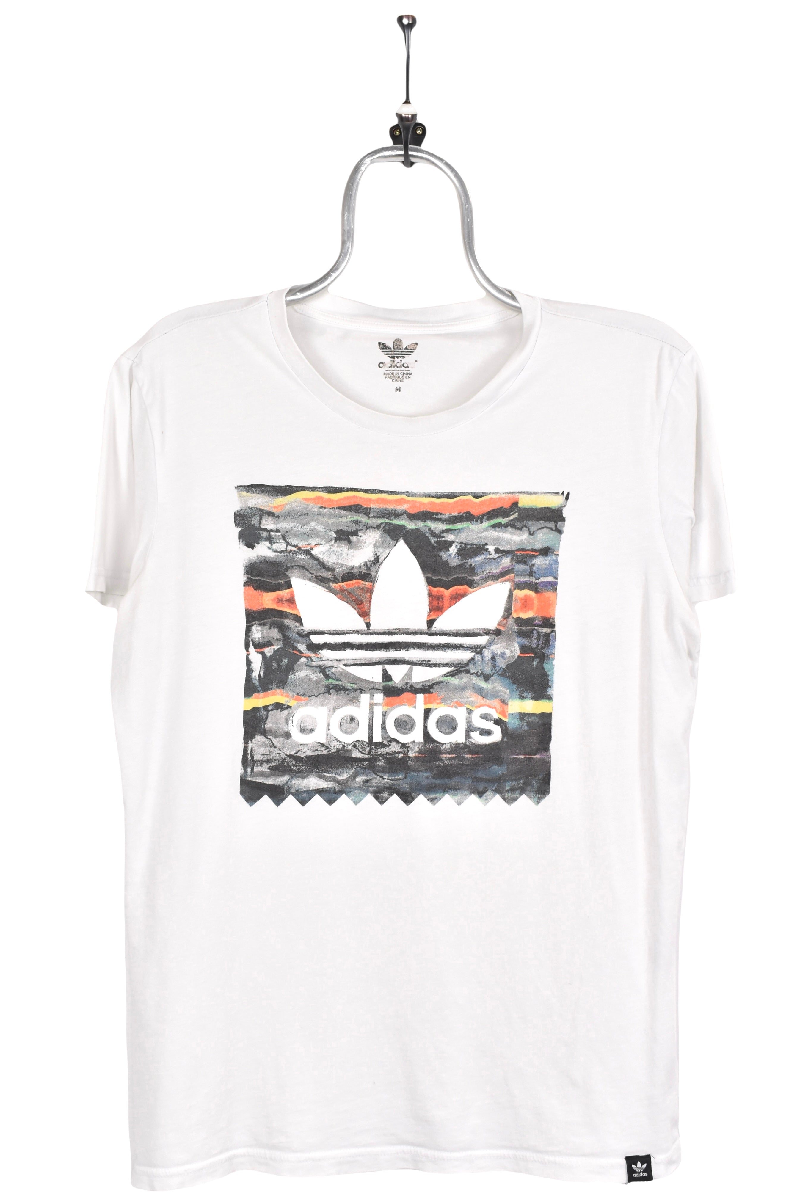 Women's modern Adidas shirt, white graphic tee - AU M ADIDAS