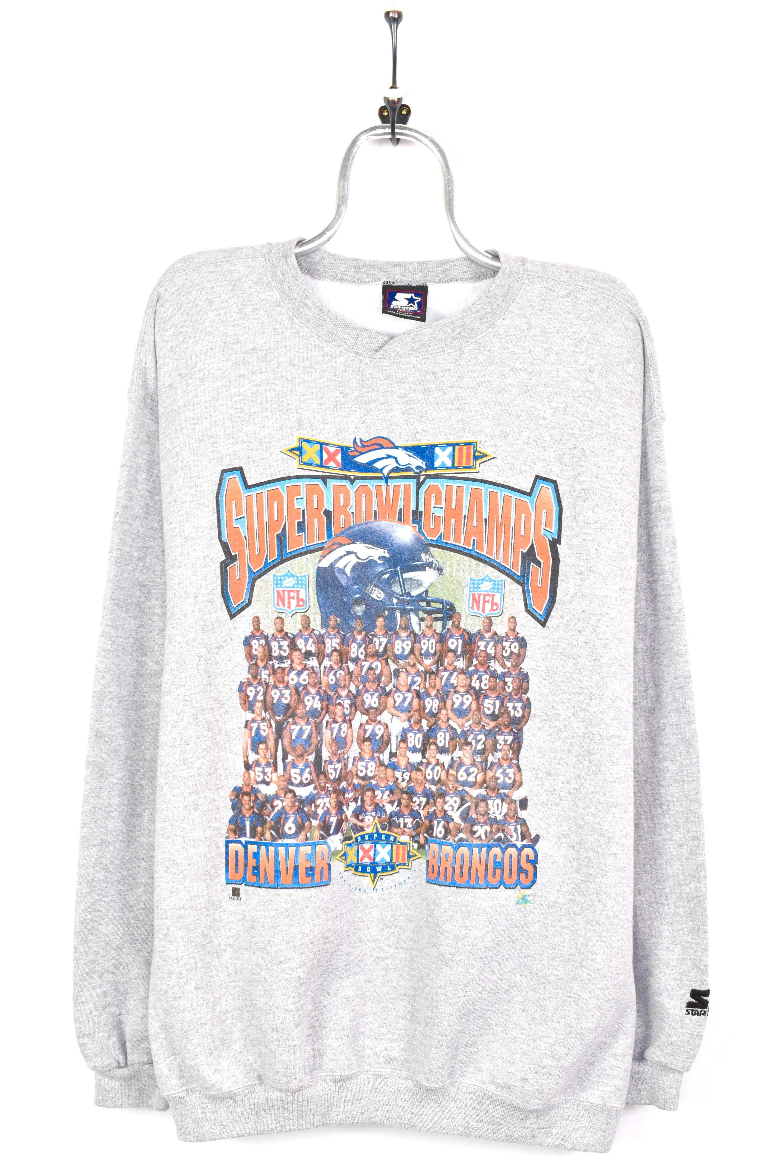 VINTAGE 1998 NFL DENVER BRONCOS SUPERBOWL GREY SWEATSHIRT | XL PRO SPORT