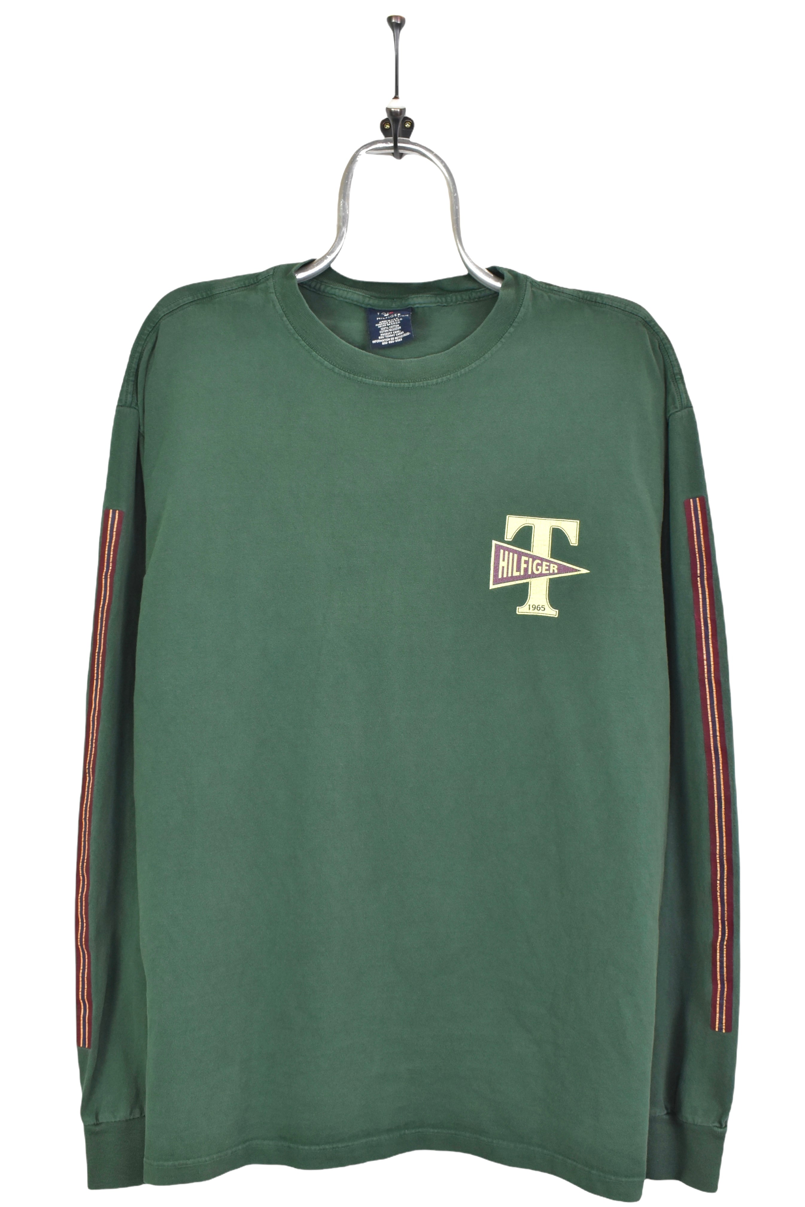 Vintage Tommy Hilfiger shirt, long sleeve graphic tee - large, green TOMMY HILFIGER