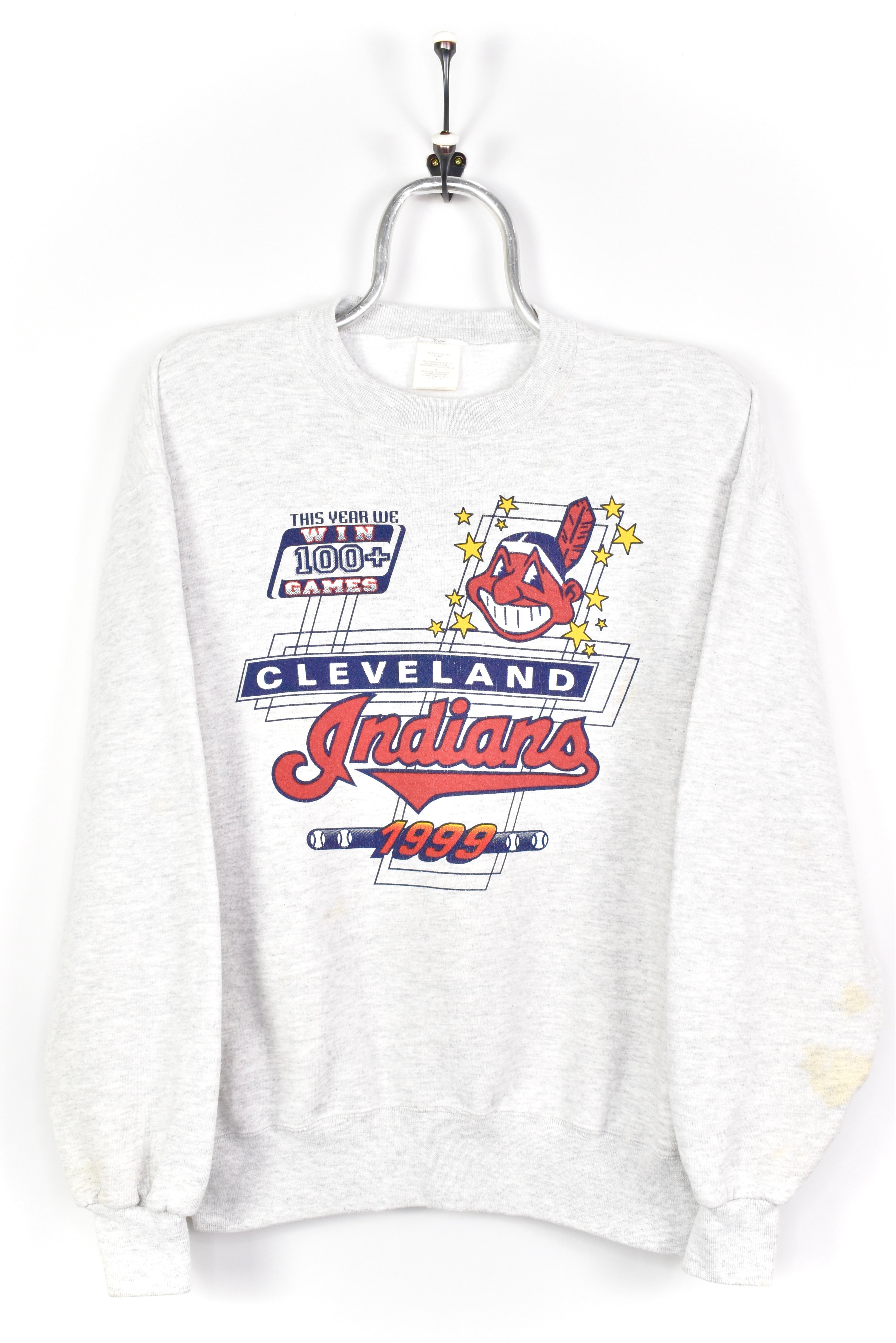 VINTAGE 1999 MLB CLEVELAND INDIANS GREY SWEATSHIRT | XL PRO SPORT