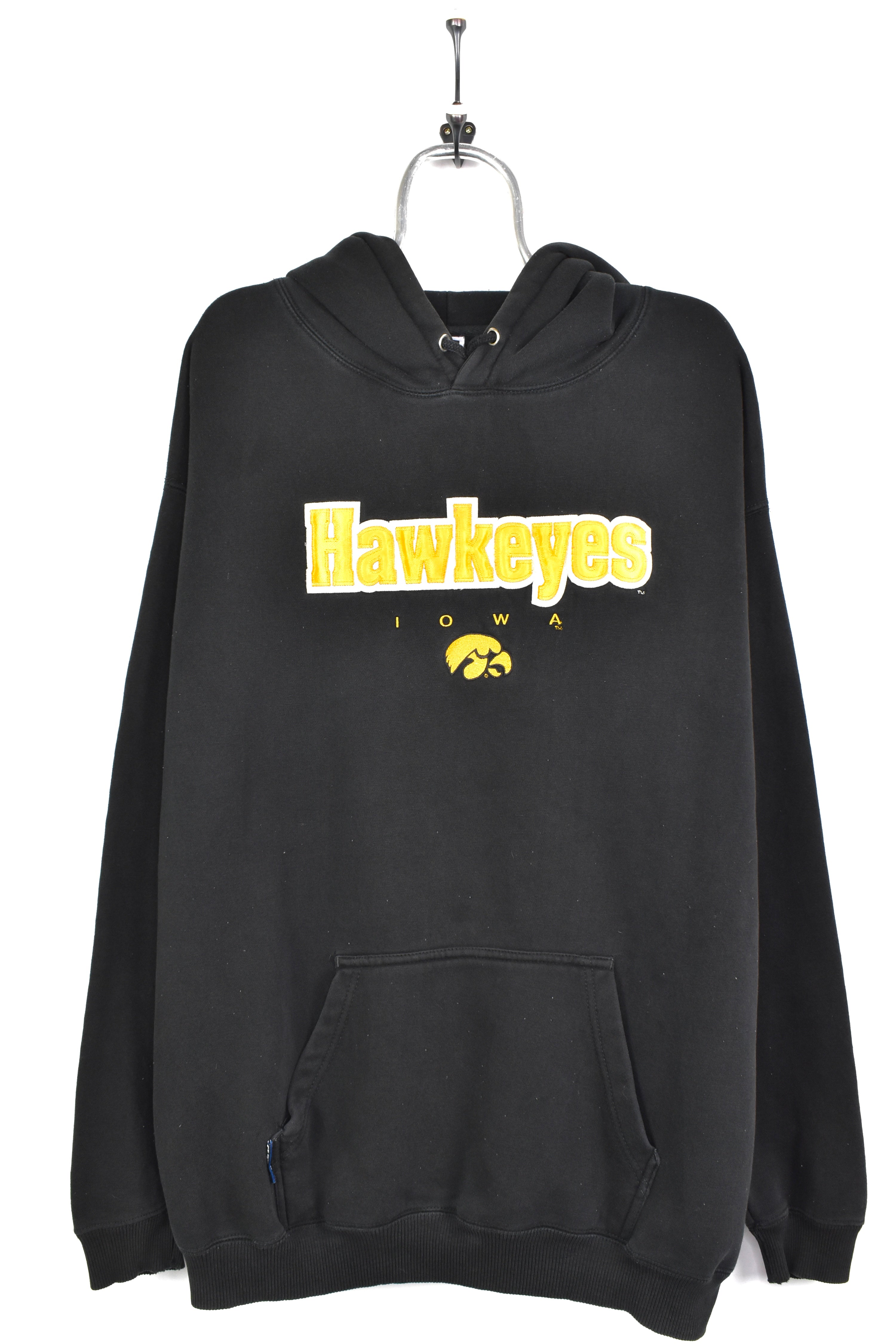 VINTAGE IOWA UNIVERSITY EMBROIDERED BLACK HOODIE | XXXL COLLEGE