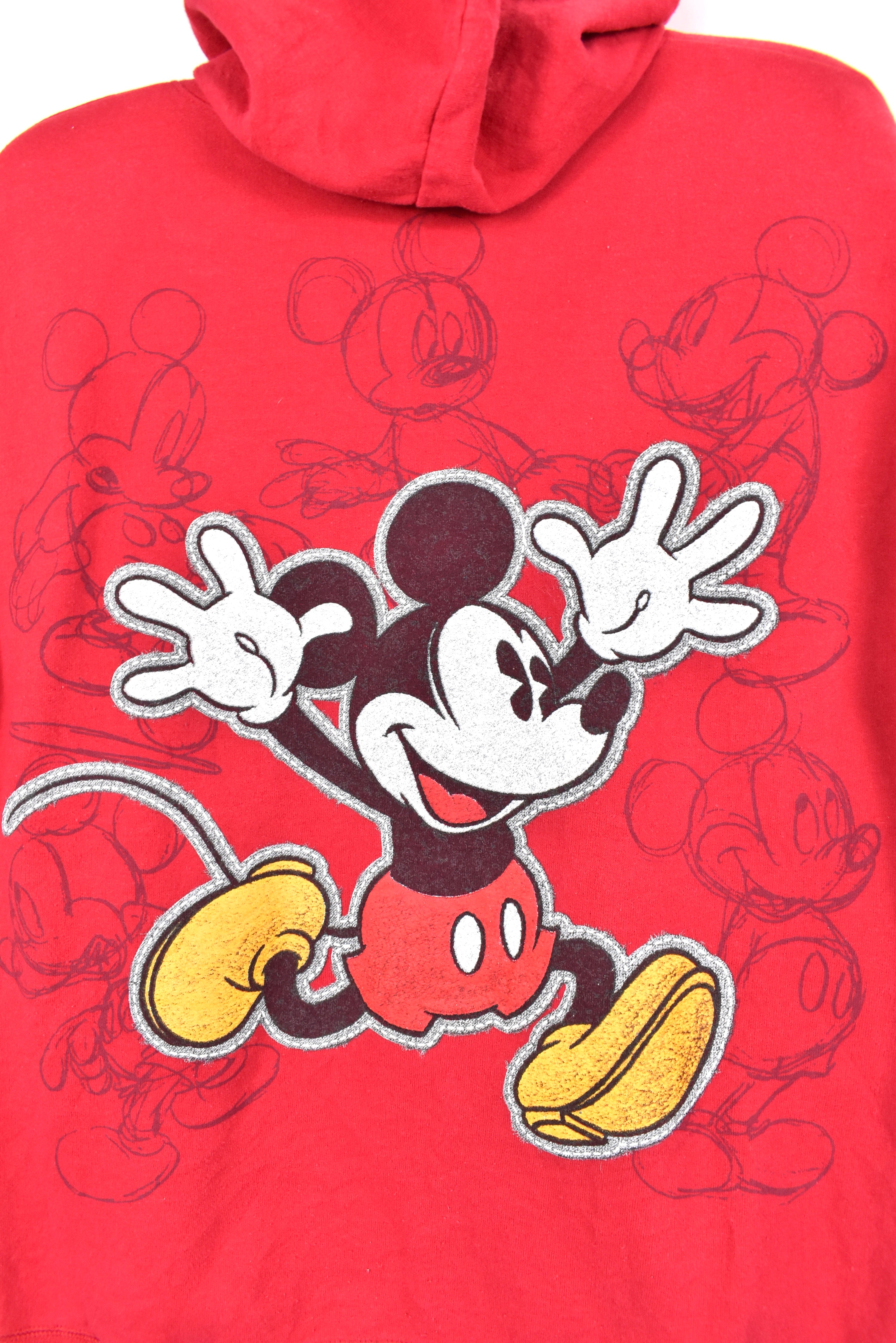 Vintage Mickey Mouse hoodie, Disney red graphic sweatshirt - AU M DISNEY / CARTOON