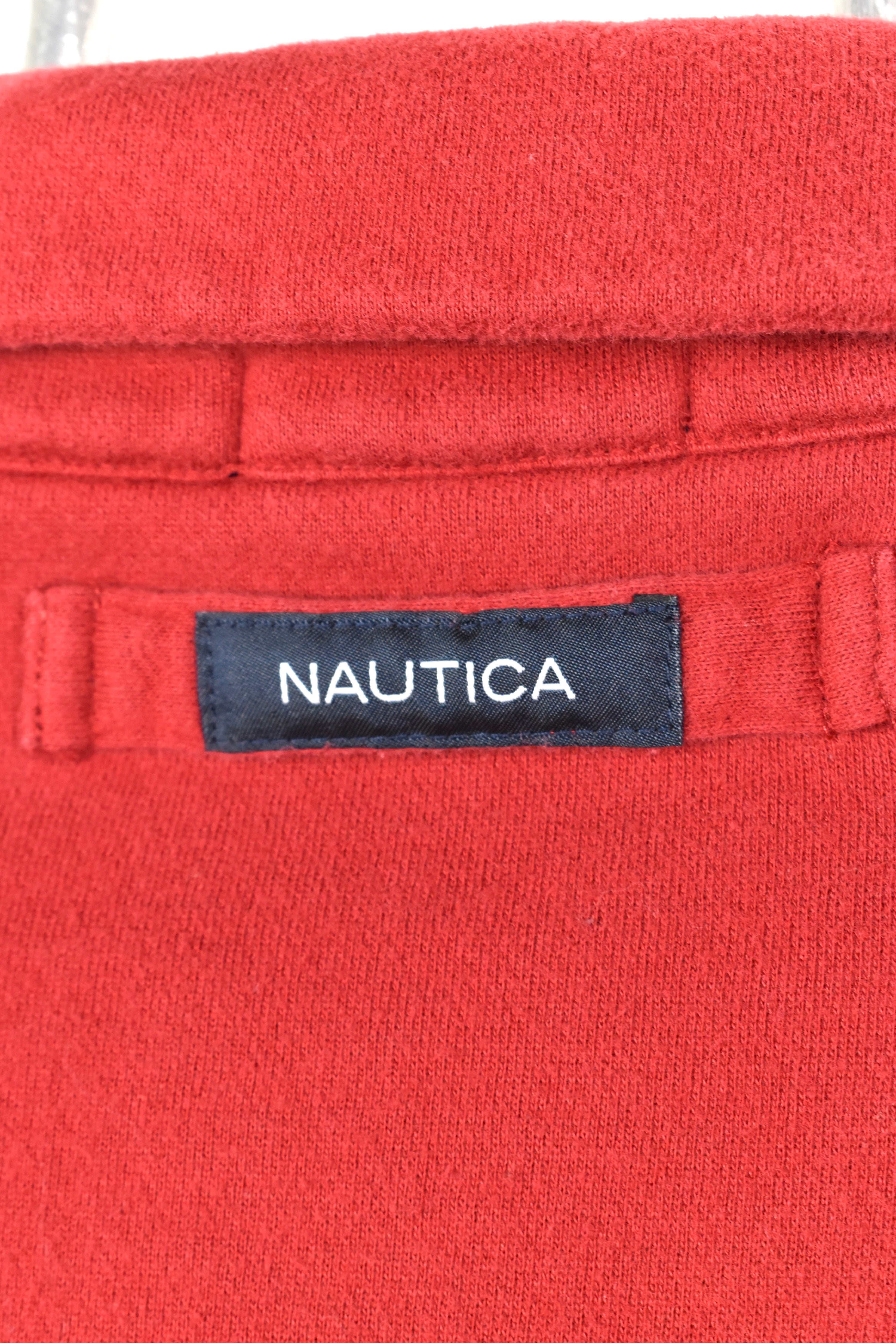 VINTAGE NAUTICA RED EMBROIDERED 1/4 ZIP SWEATSHIRT | LARGE NAUTICA