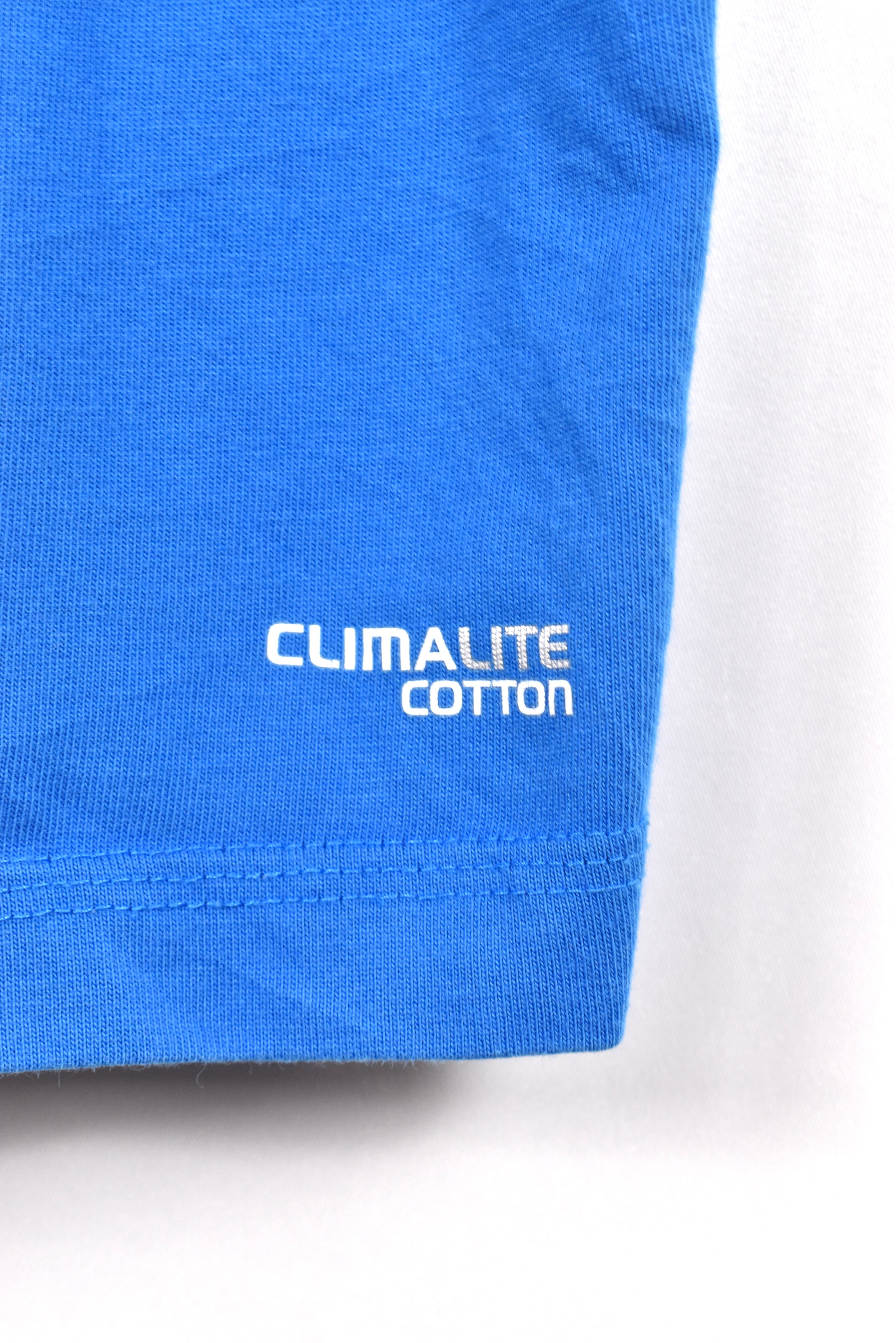 Modern Adidas shirt, blue embroidered tee - AU XXL ADIDAS