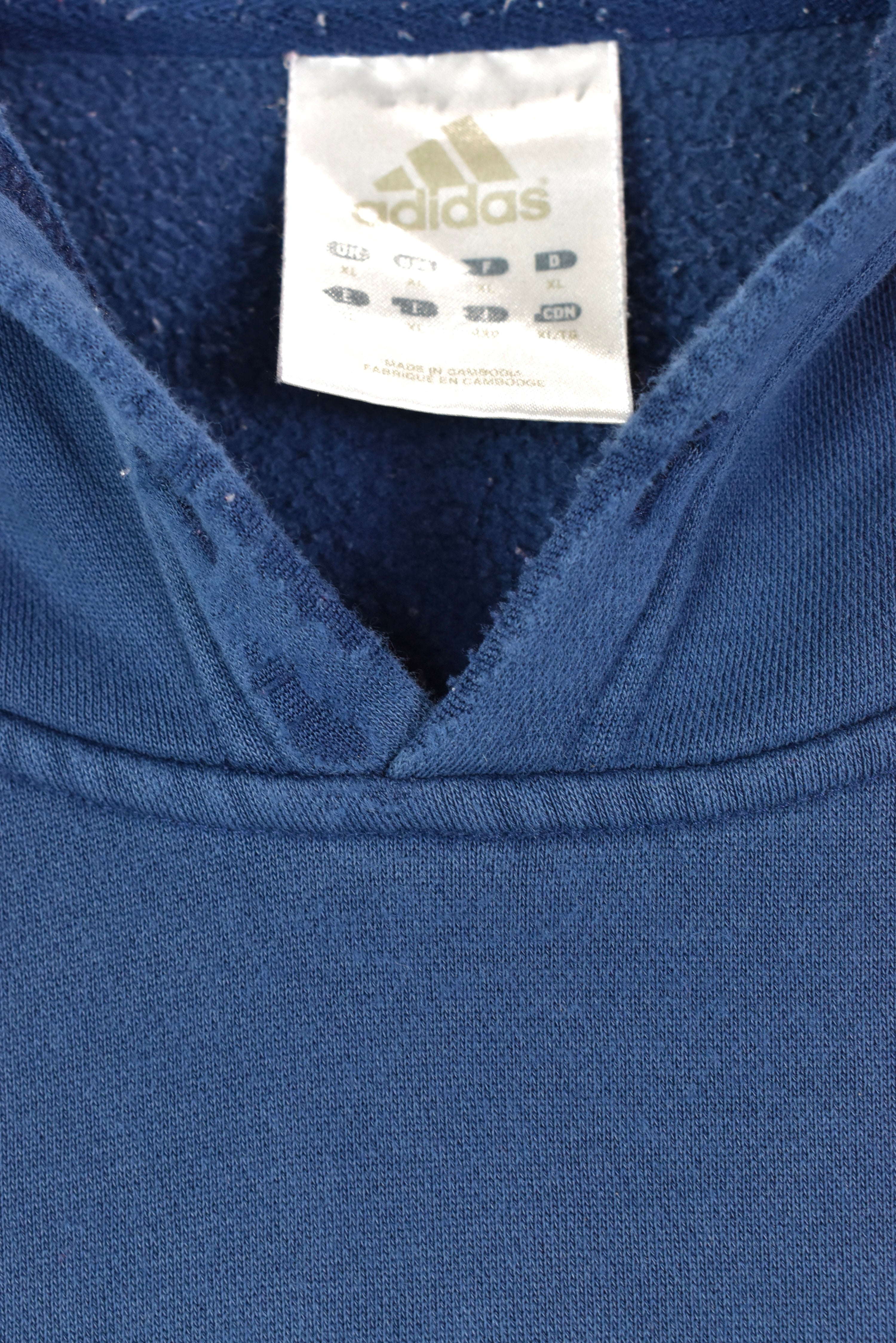 VINTAGE ADIDAS EMBROIDERED NAVY HOODIE | XL ADIDAS