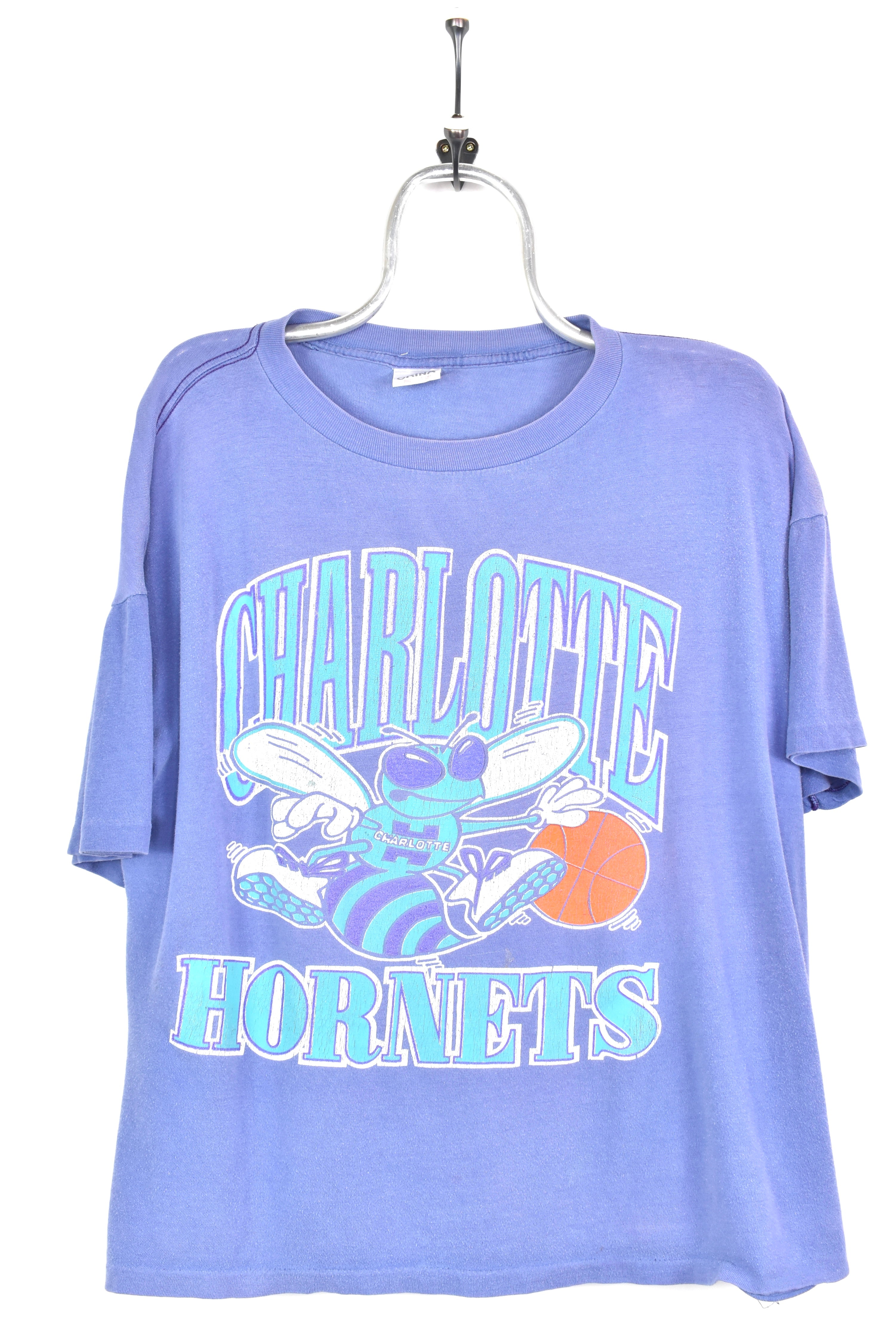 VINTAGE NBA CHARLOTTE HORNETS PURPLE T-SHIRT | LARGE PRO SPORT