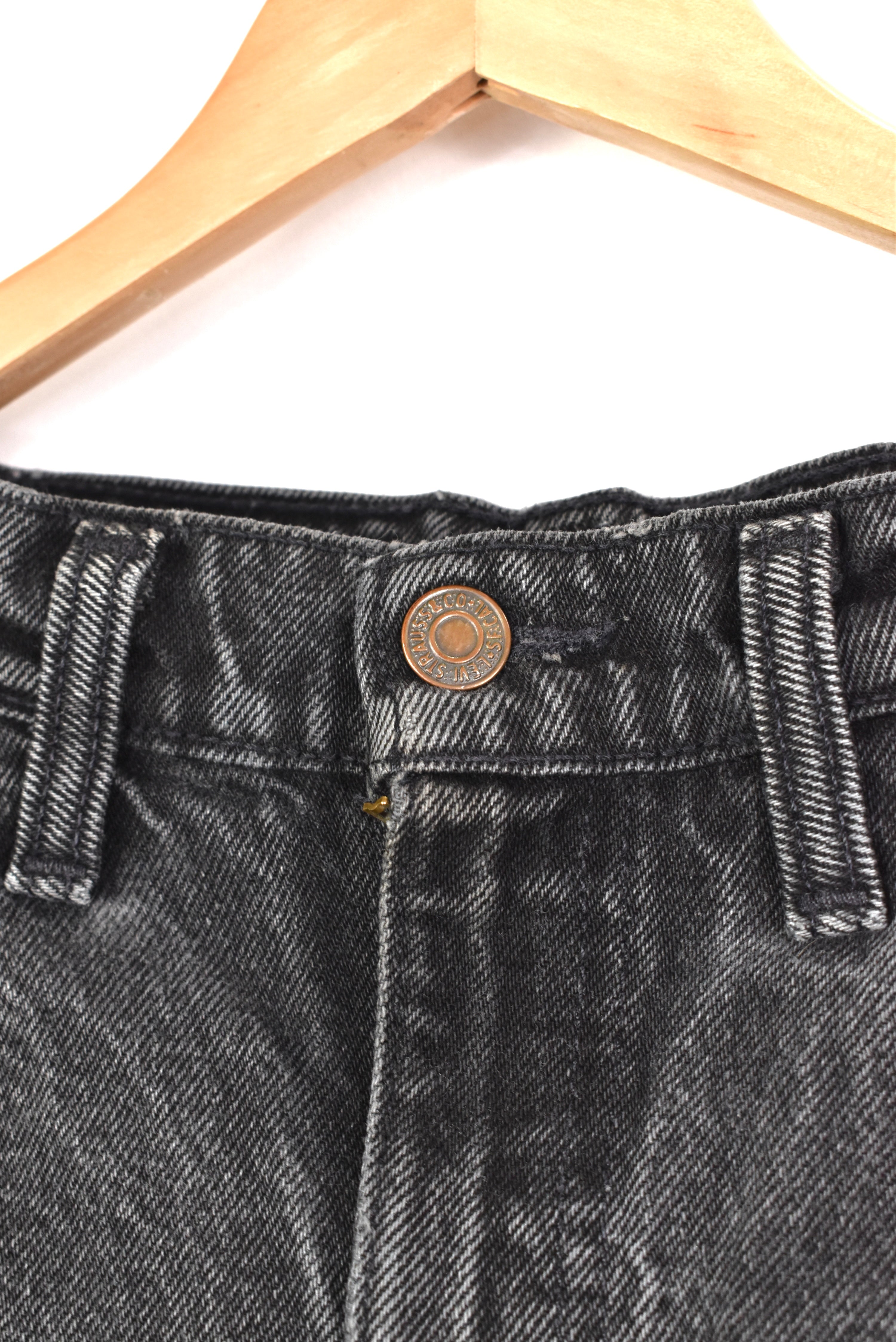Women's vintage Levi's shorts, rework denim jeans - black, W30" LEVIS