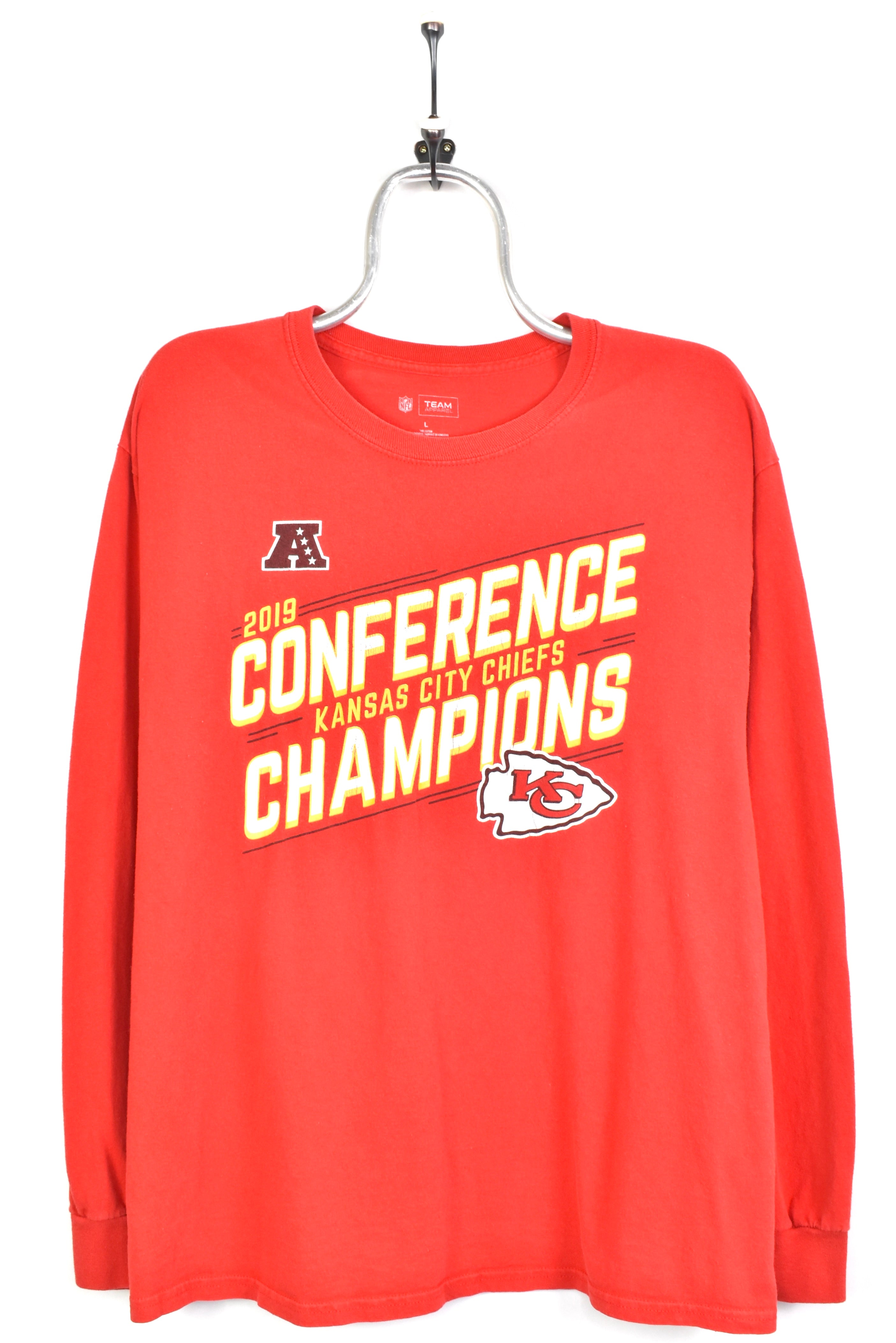 Modern Kansas City Chiefs shirt, 2019 long sleeve graphic tee - medium, red PRO SPORT