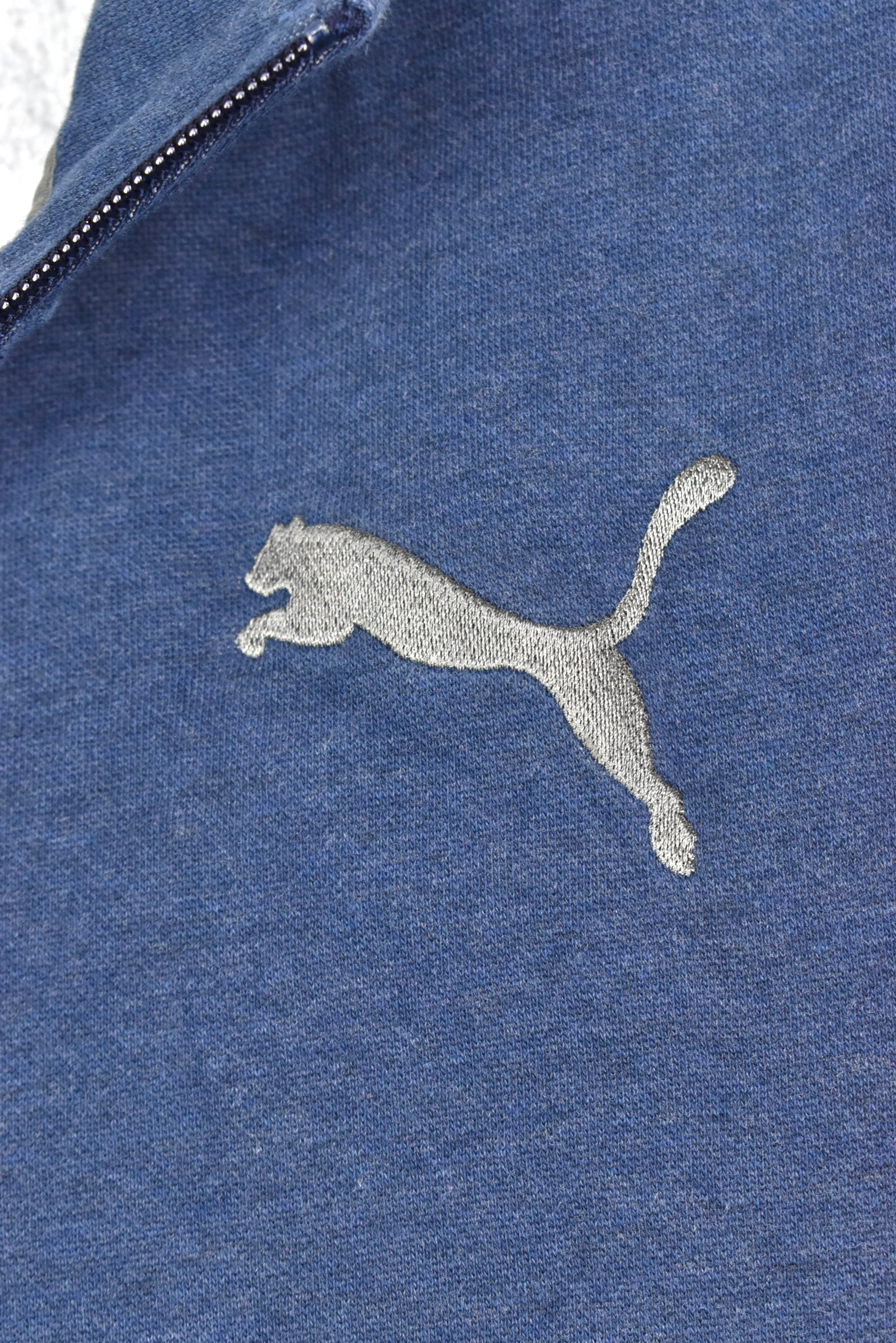 Vintage Puma sweatshirt, long sleeve blue embroidered jacket - AU L PUMA