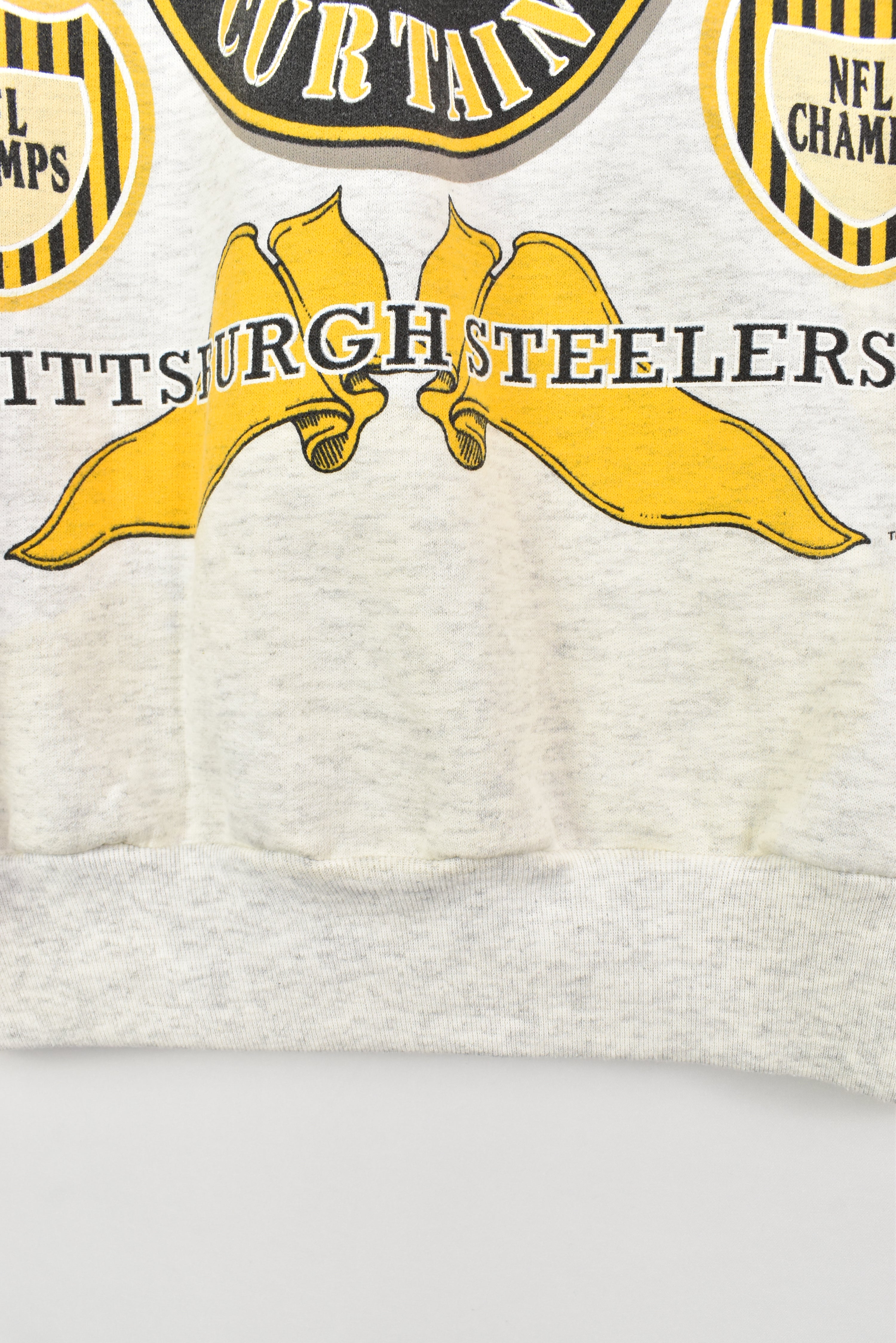 VINTAGE 1993 NFL PITTSBURGH STEELERS GREY SWEATSHIRT | LARGE PRO SPORT