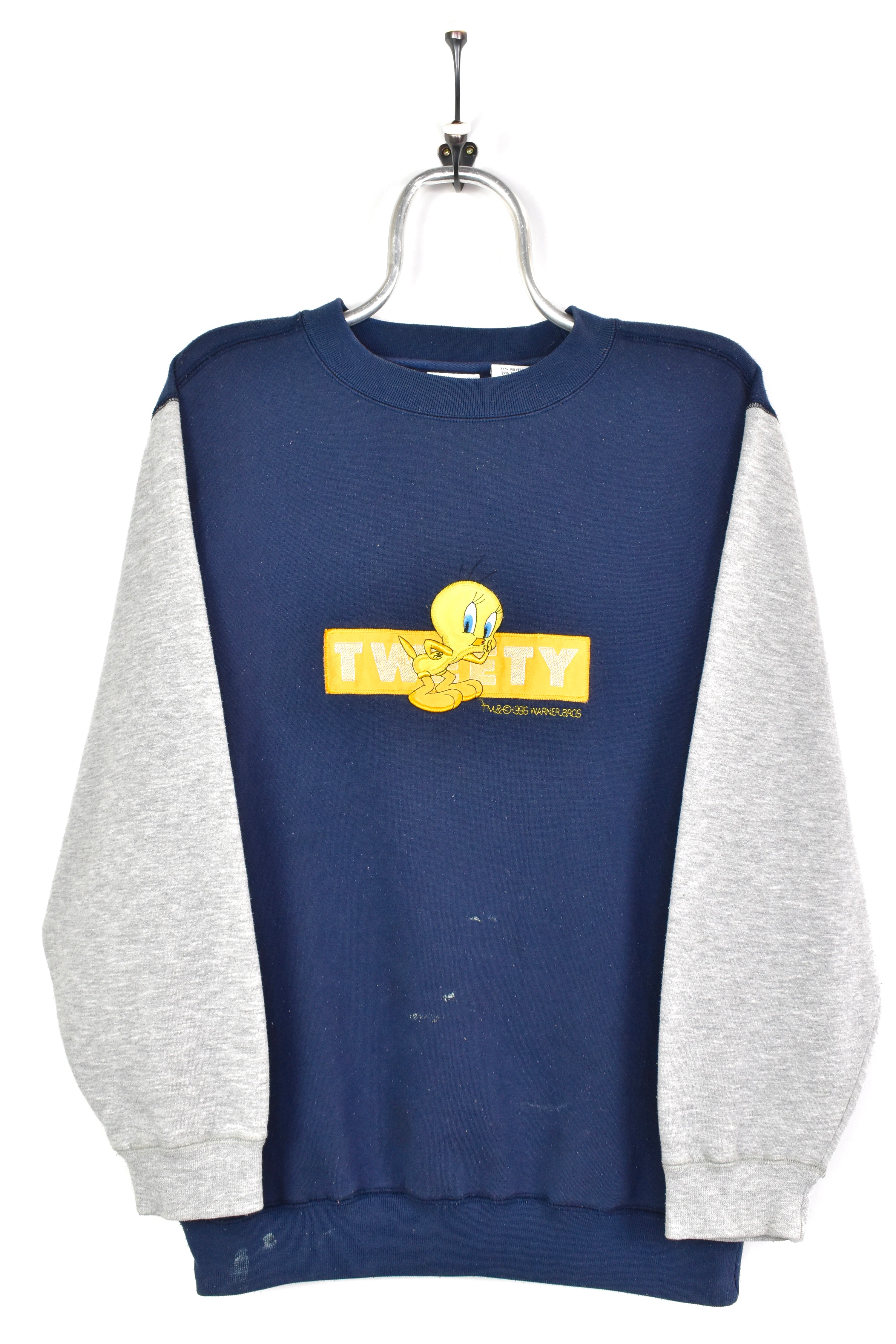 VINTAGE 1996 TWEETY EMBROIDERED NAVY SWEATSHIRT | LARGE DISNEY / CARTOON