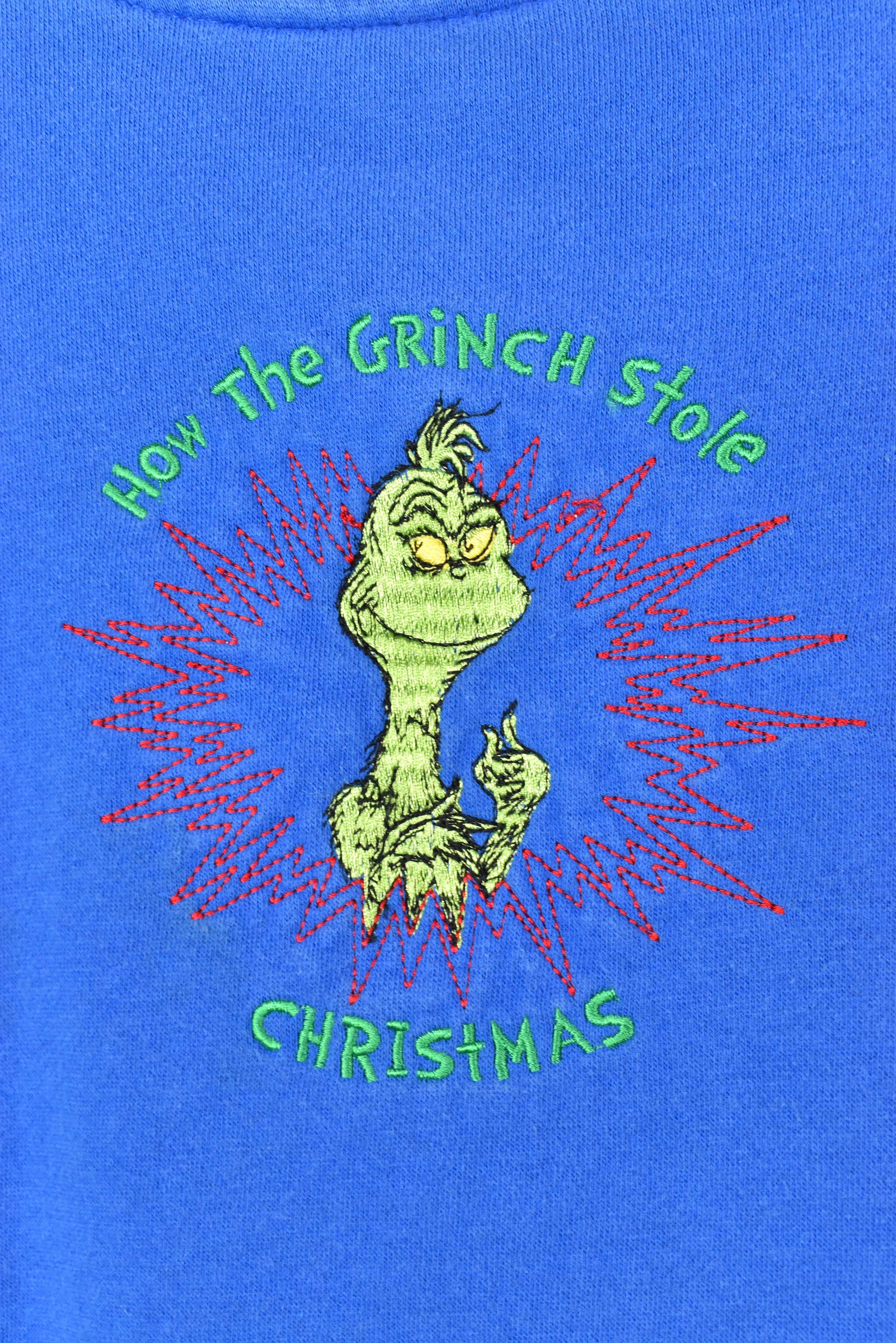 VINTAGE WOMEN'S DR. SUESS THE GRINCH EMBROIDERED SWEATSHIRT | LARGE DISNEY / CARTOON
