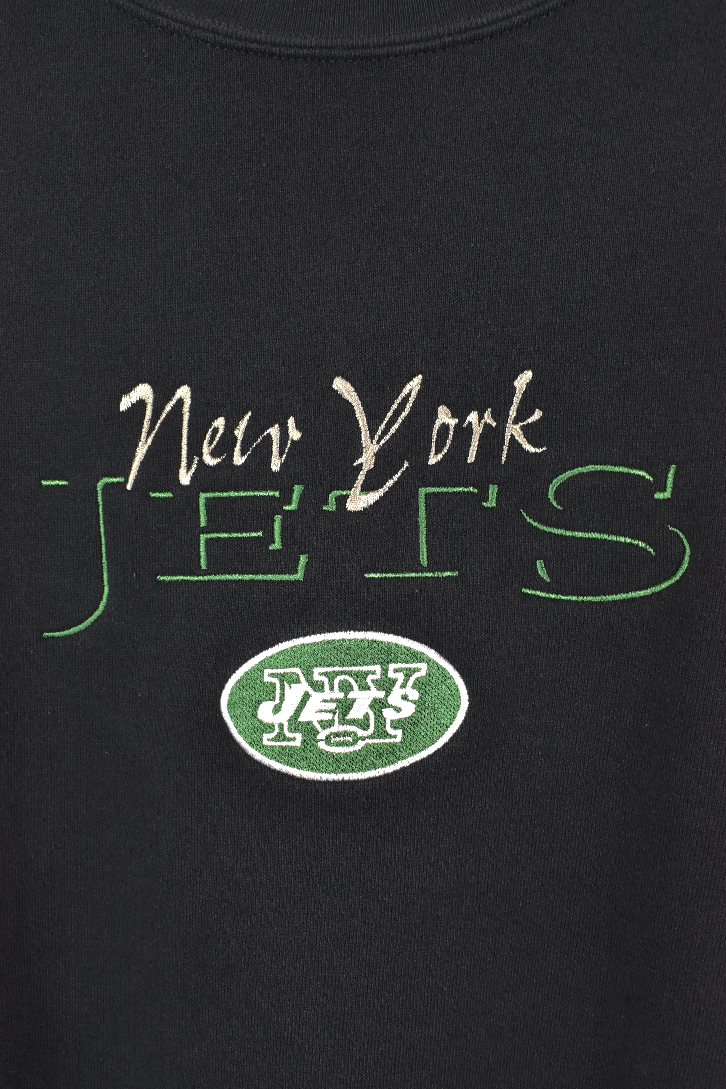 VINTAGE NFL NEW YORK JETS EMBROIDERED BLACK SWEATSHIRT | XXL PRO SPORT