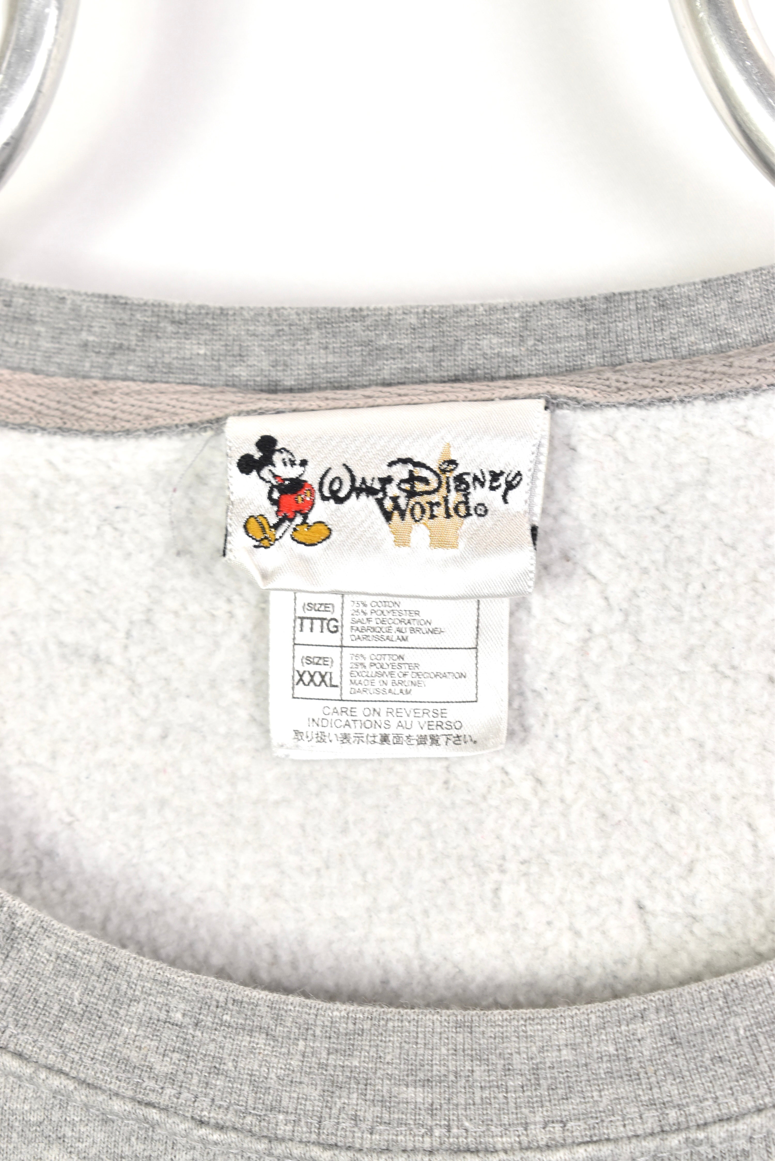 Vintage Disney sweatshirt, Mickey Mouse embroidered crewneck - XXXL, grey DISNEY / CARTOON