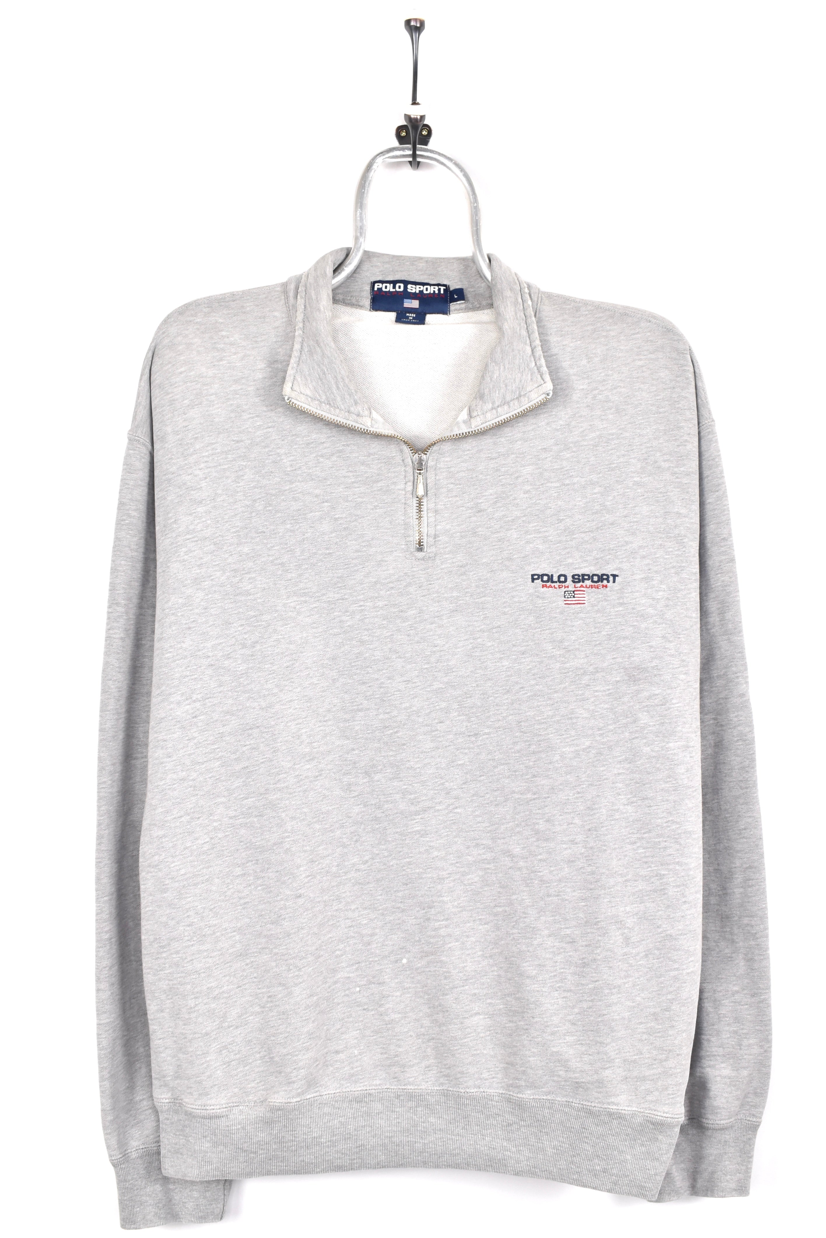 Vintage Ralph Lauren sweatshirt, Polo Sport grey embroidered 1/4 zip - AU L RALPH LAUREN