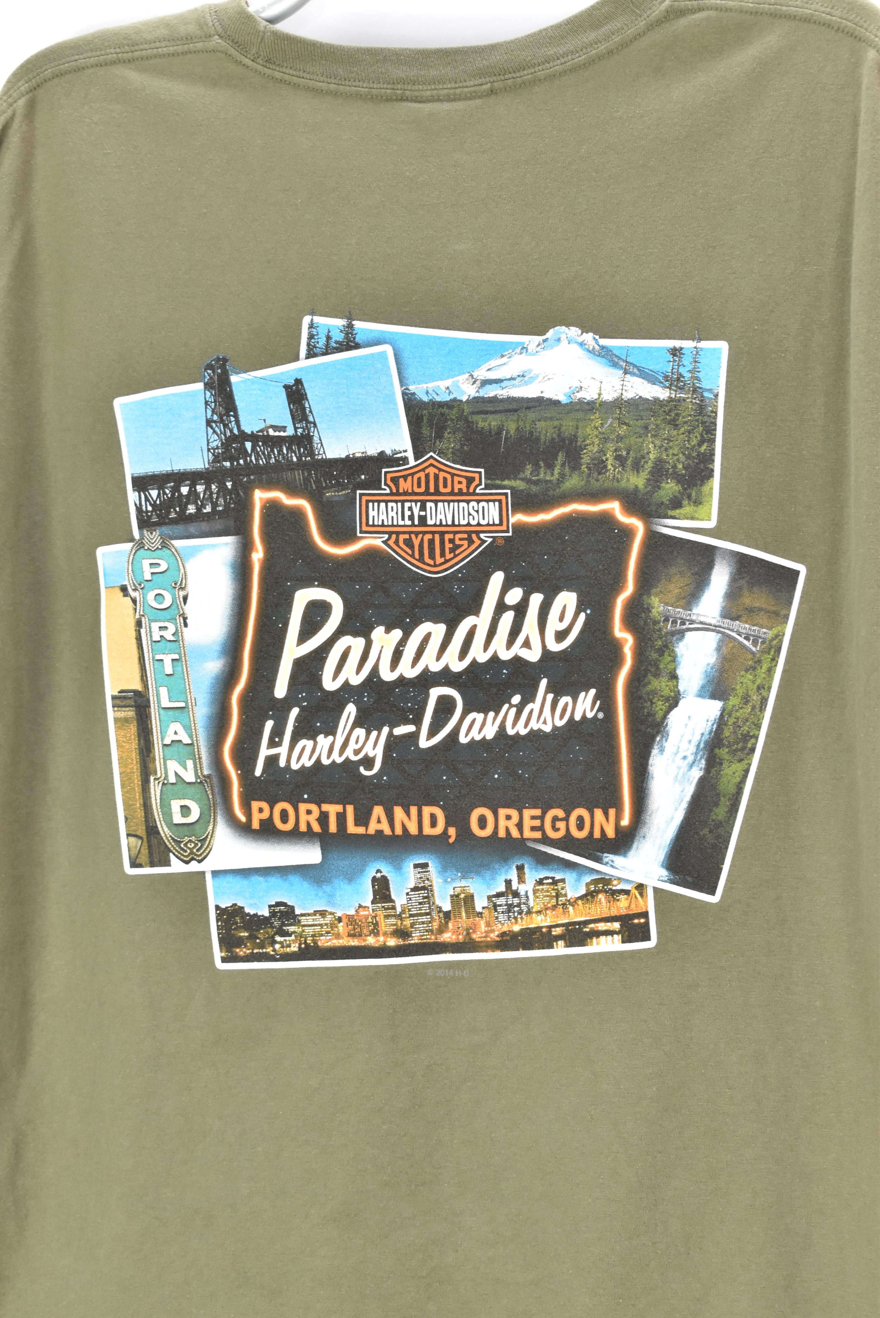HARLEY DAVIDSON GREEN T-SHIRT | LARGE HARLEY DAVIDSON