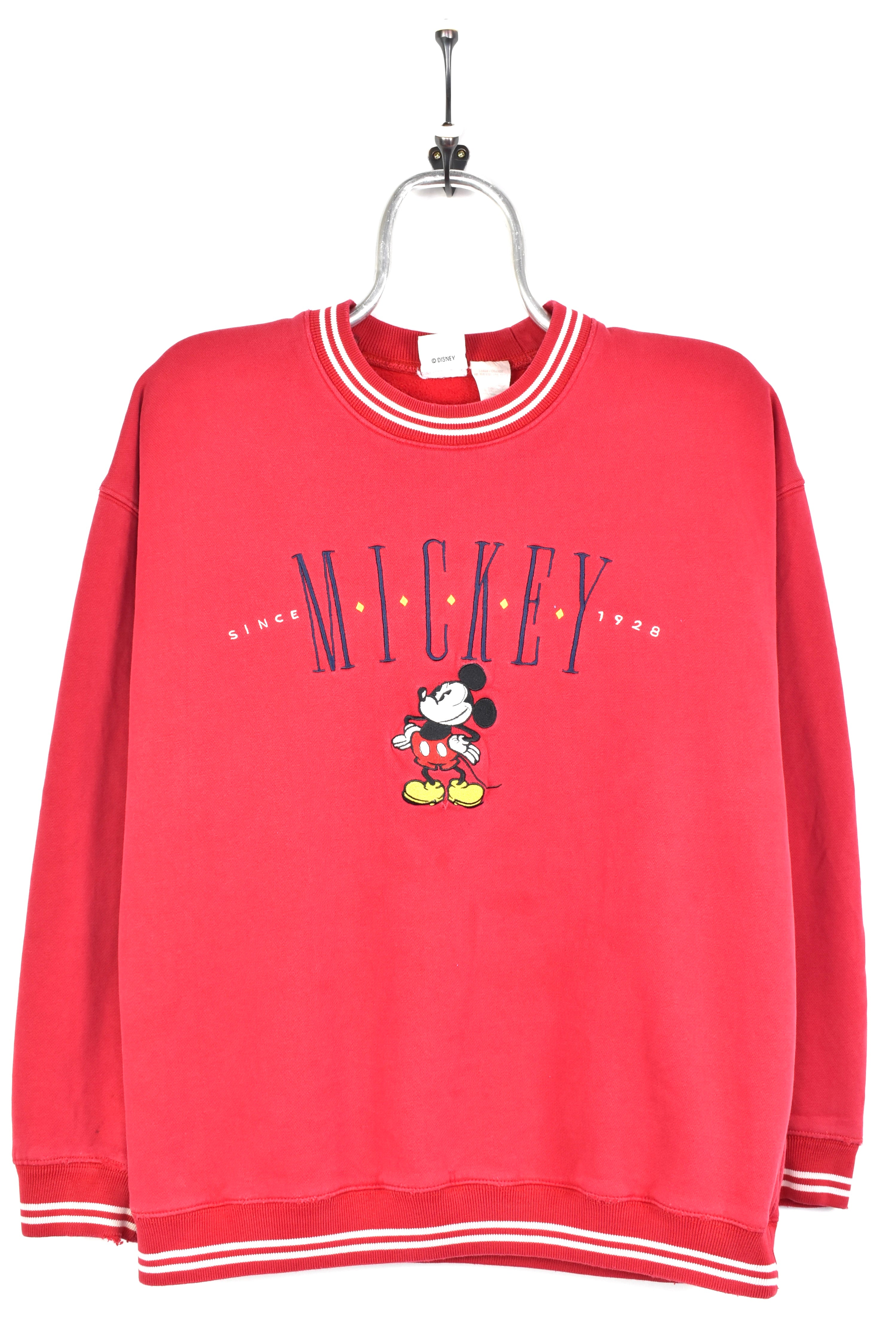 VINTAGE DISNEY MICKEY MOUSE EMBROIDERED RED SWEATSHIRT | LARGE DISNEY / CARTOON