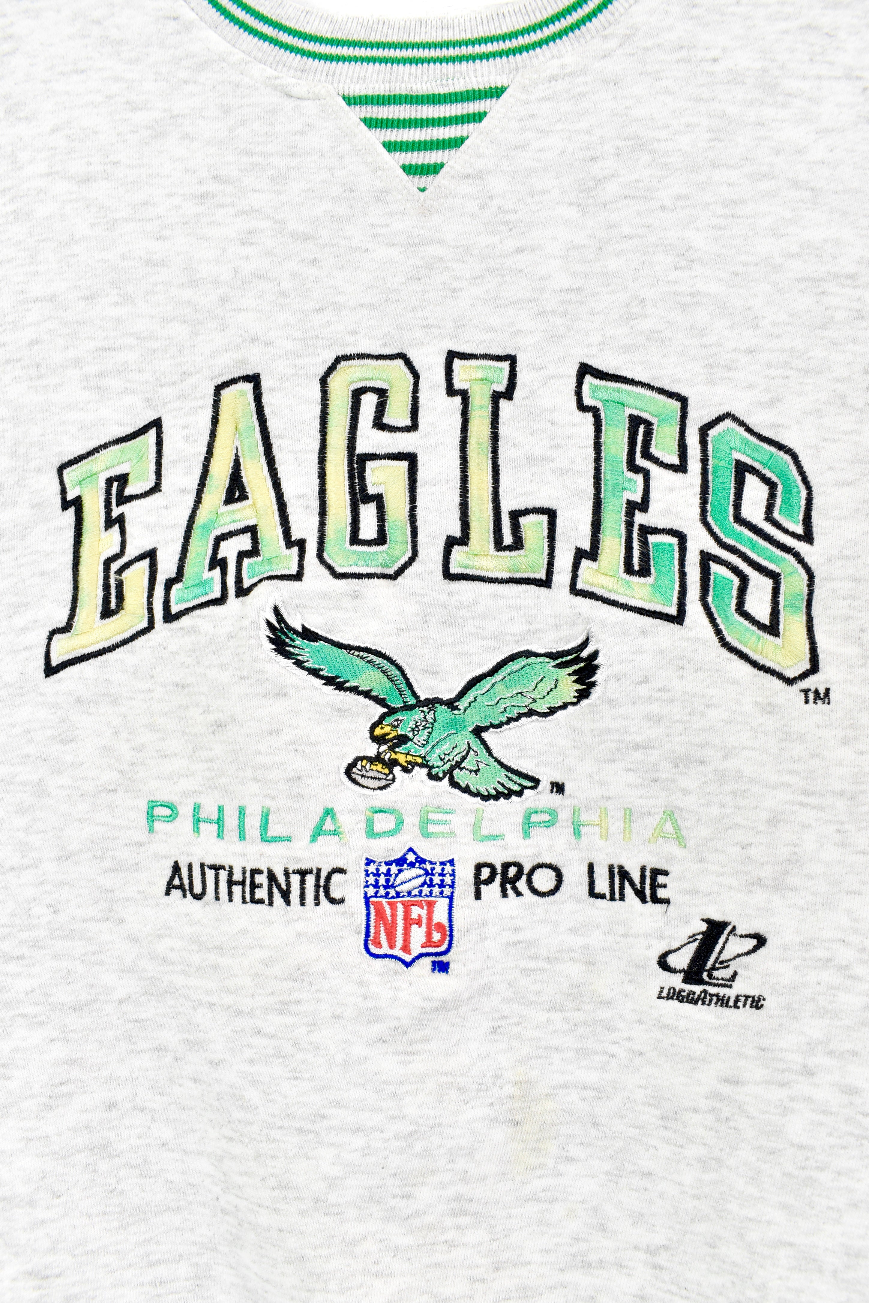 VINTAGE NFL PHILADELPHIA EAGLES EMBROIDERED GREY SWEATSHIRT | MEDIUM PRO SPORT