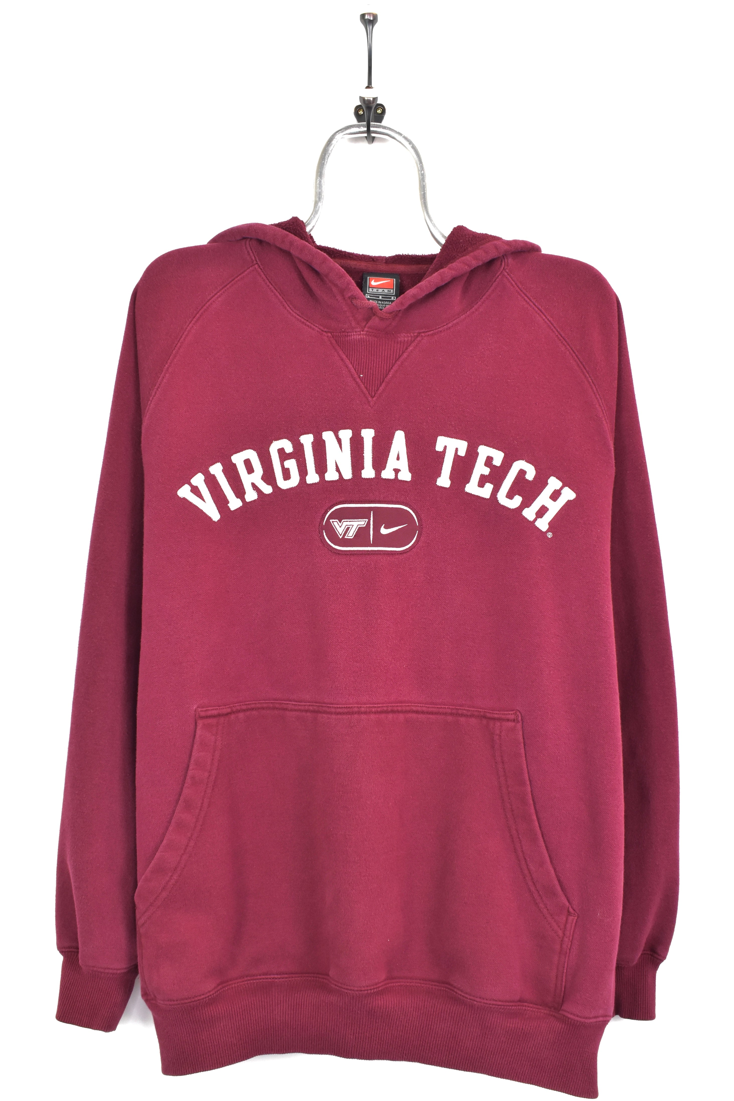 VINTAGE NIKE VIRGINIA TECH UNIVERSITY BURGUNDY HOODIE | XL COLLEGE