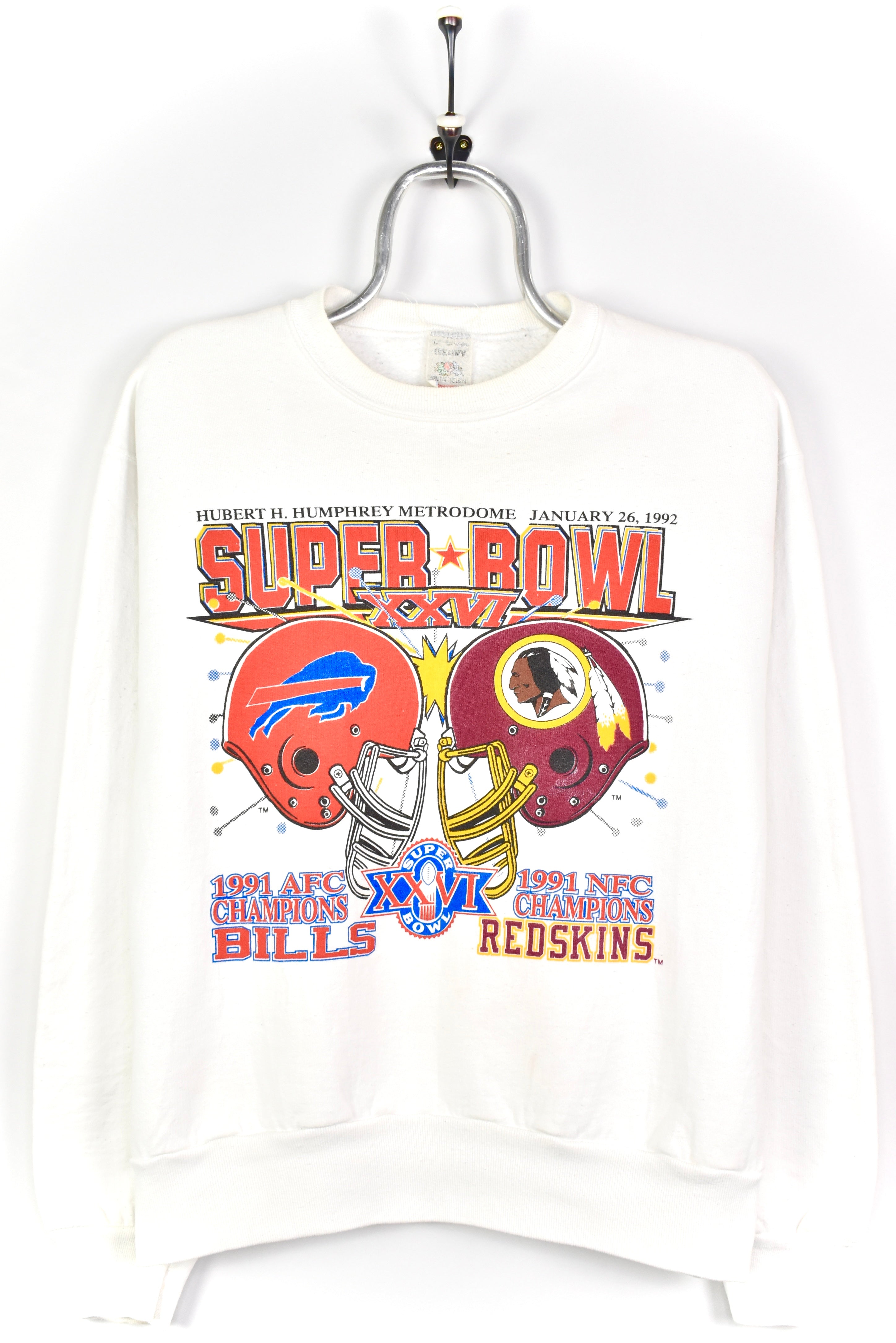VINTAGE 1992 NFL SUPER BOWL WHITE SWEATSHIRT | LARGE PRO SPORT