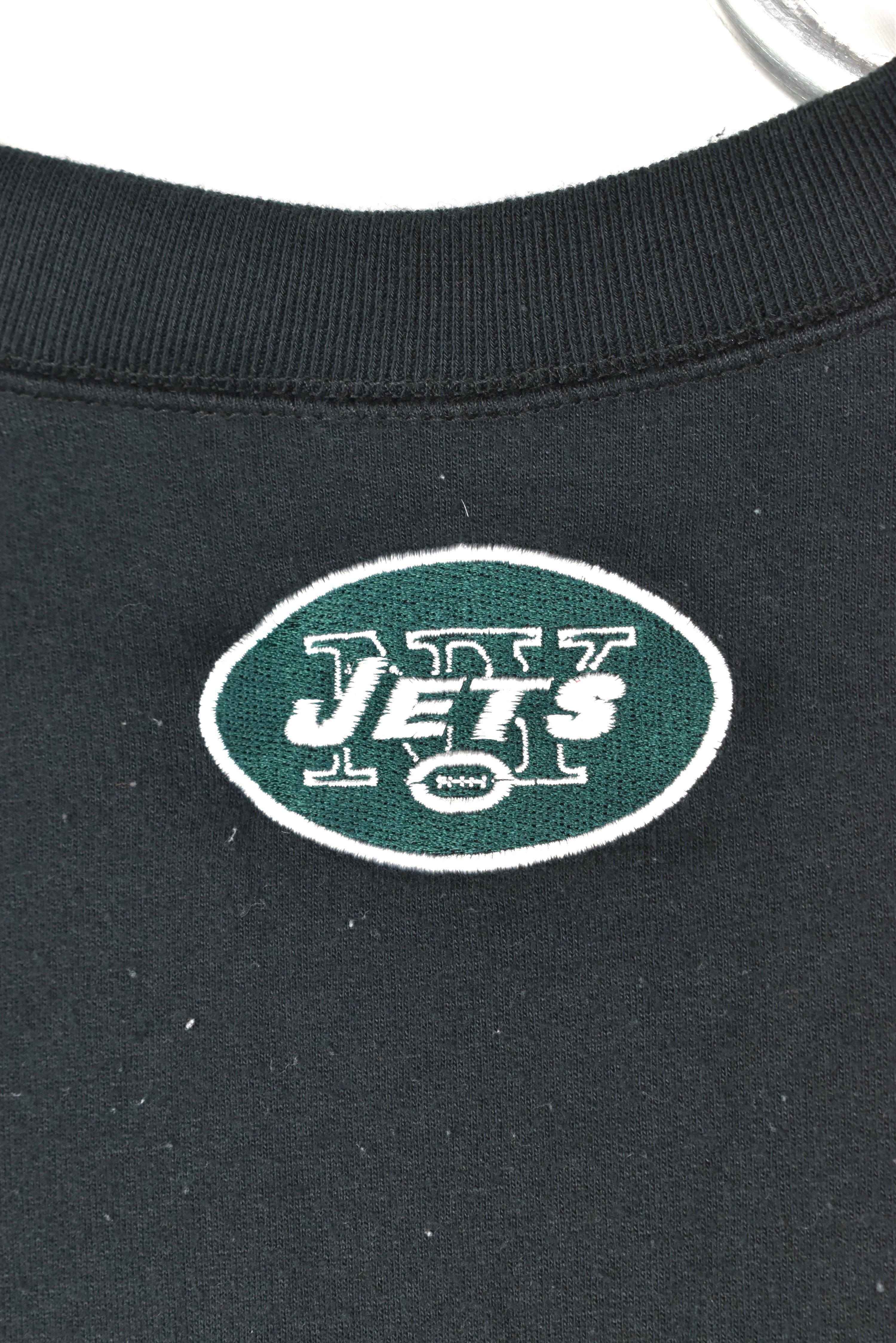 VINTAGE NFL NEW YORK JETS EMBROIDERED BLACK SWEATSHIRT | MEDIUM PRO SPORT