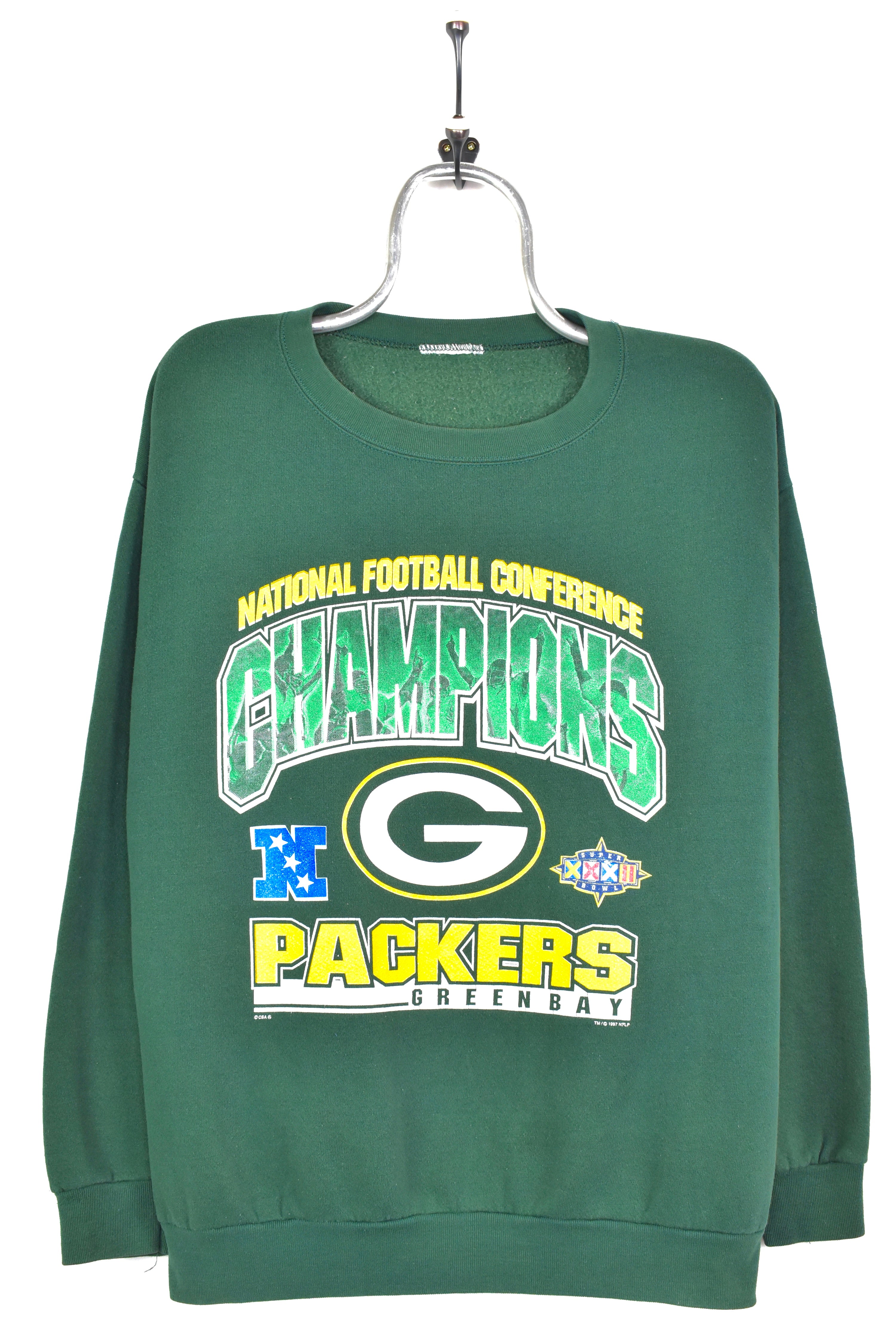 VINTAGE 1997 NFL GREEN BAY PACKERS GREEN SWEATSHIRT | LARGE PRO SPORT