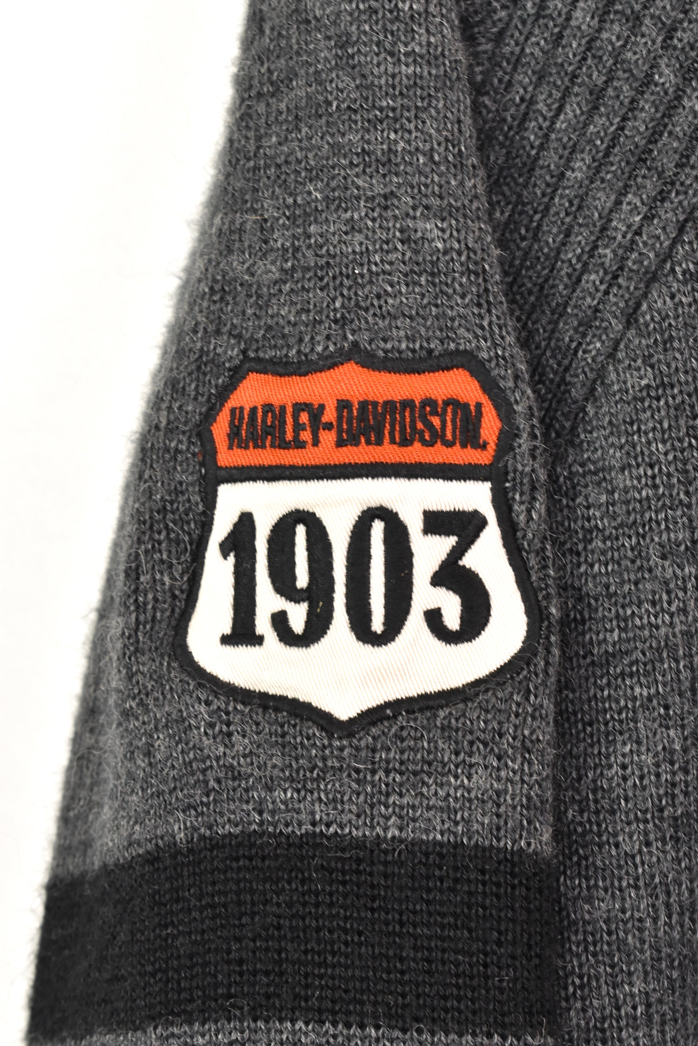 Vintage Harley Davidson embroidered knit grey sweatshirt | Large HARLEY DAVIDSON