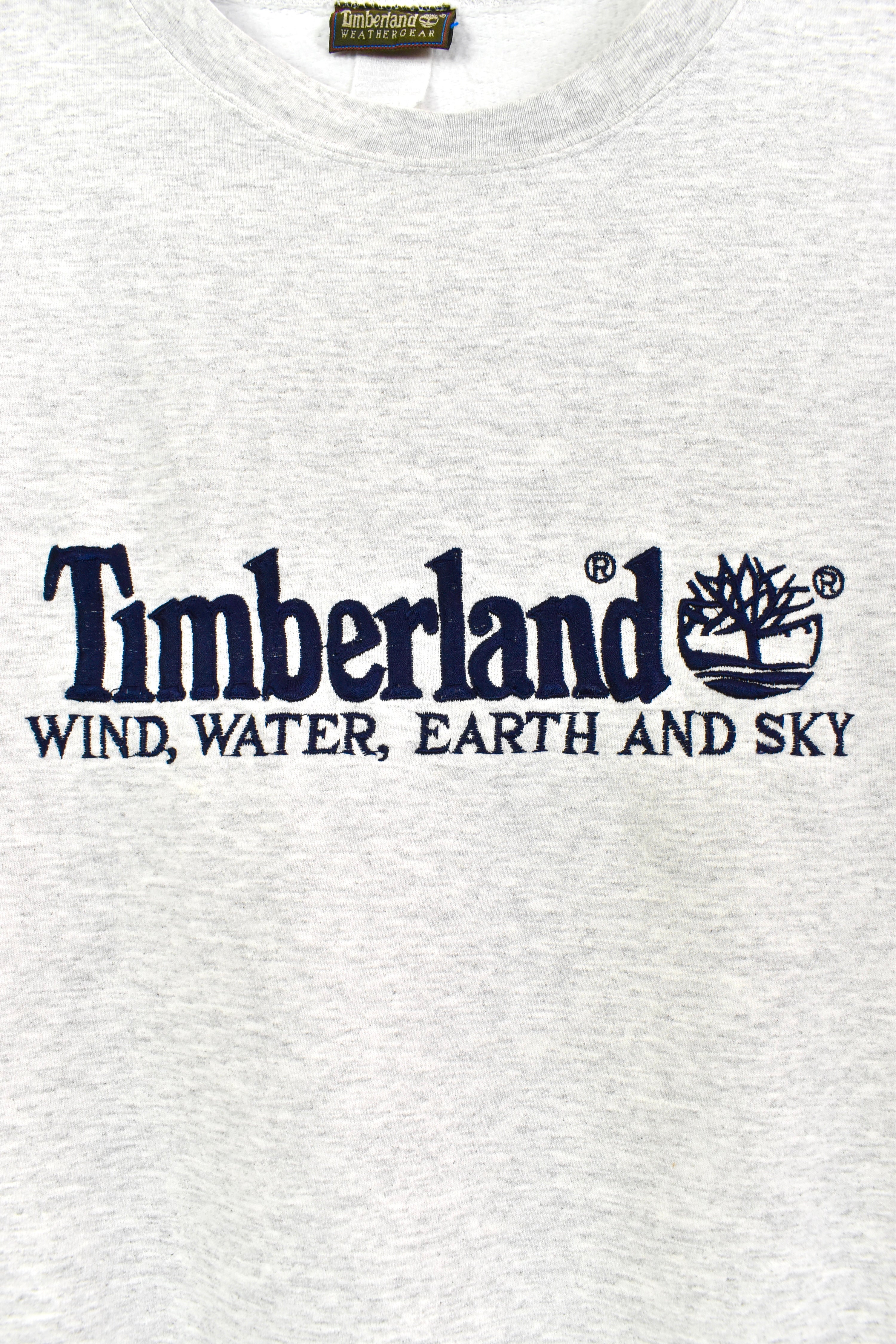 Vintage Timberland sweatshirt, long sleeve grey embroidered crewneck - AU L TIMBERLAND