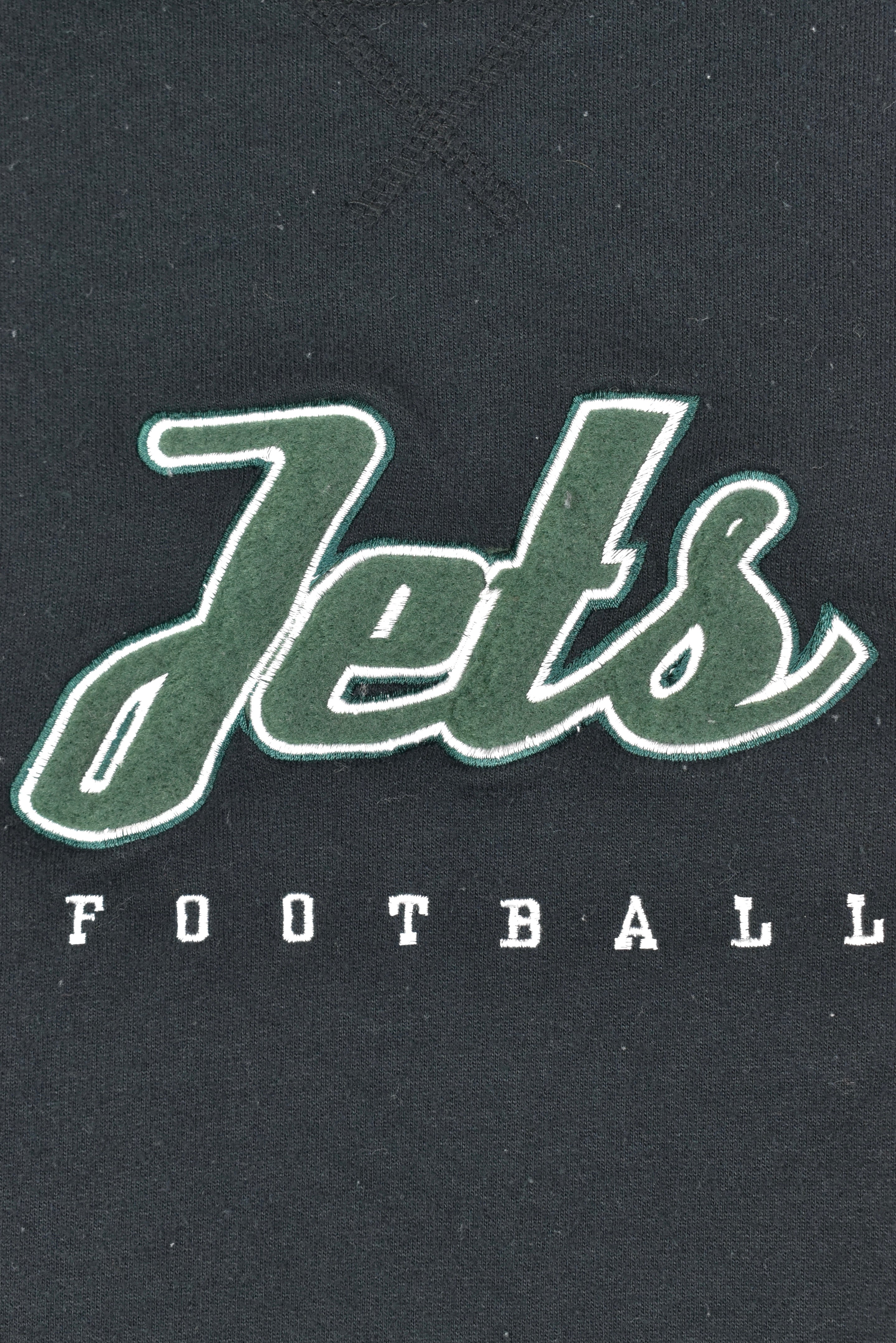 VINTAGE NFL NEW YORK JETS EMBROIDERED BLACK SWEATSHIRT | MEDIUM PRO SPORT