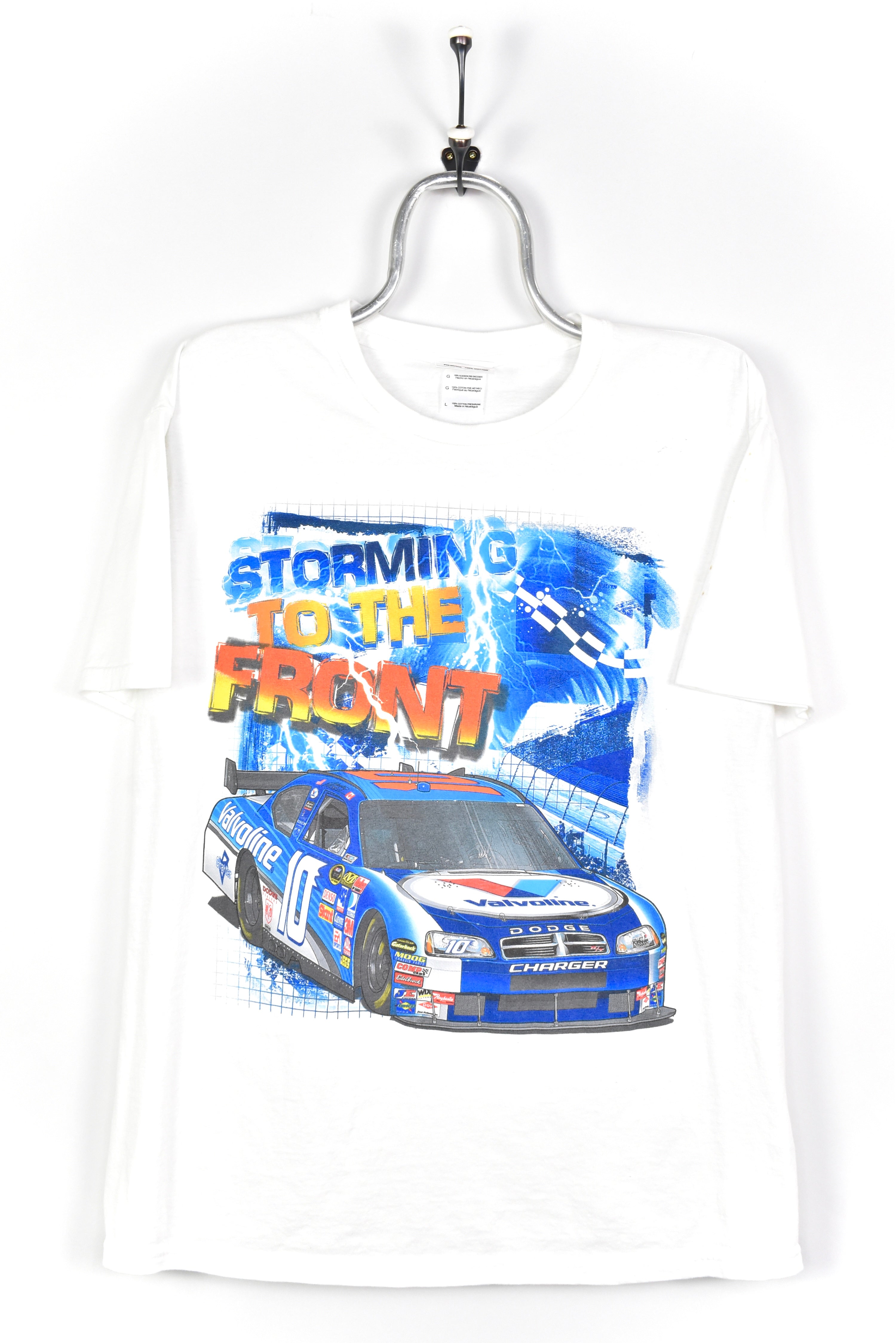 MODERN NASCAR WHITE T-SHIRT | LARGE NASCAR / RACING