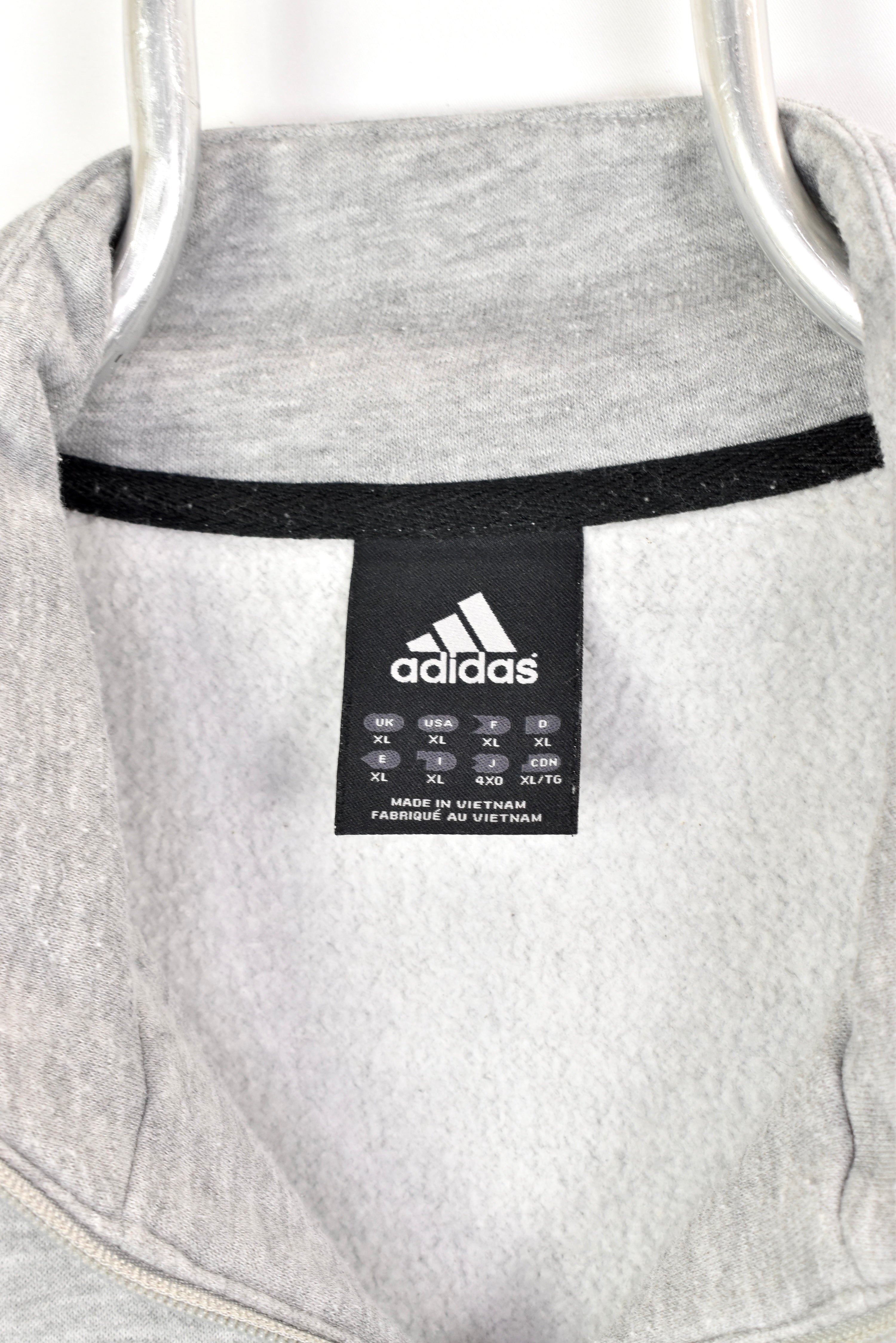 Vintage Adidas sweatshirt, embroidered 1/4 zip sweater - XXL, grey ADIDAS