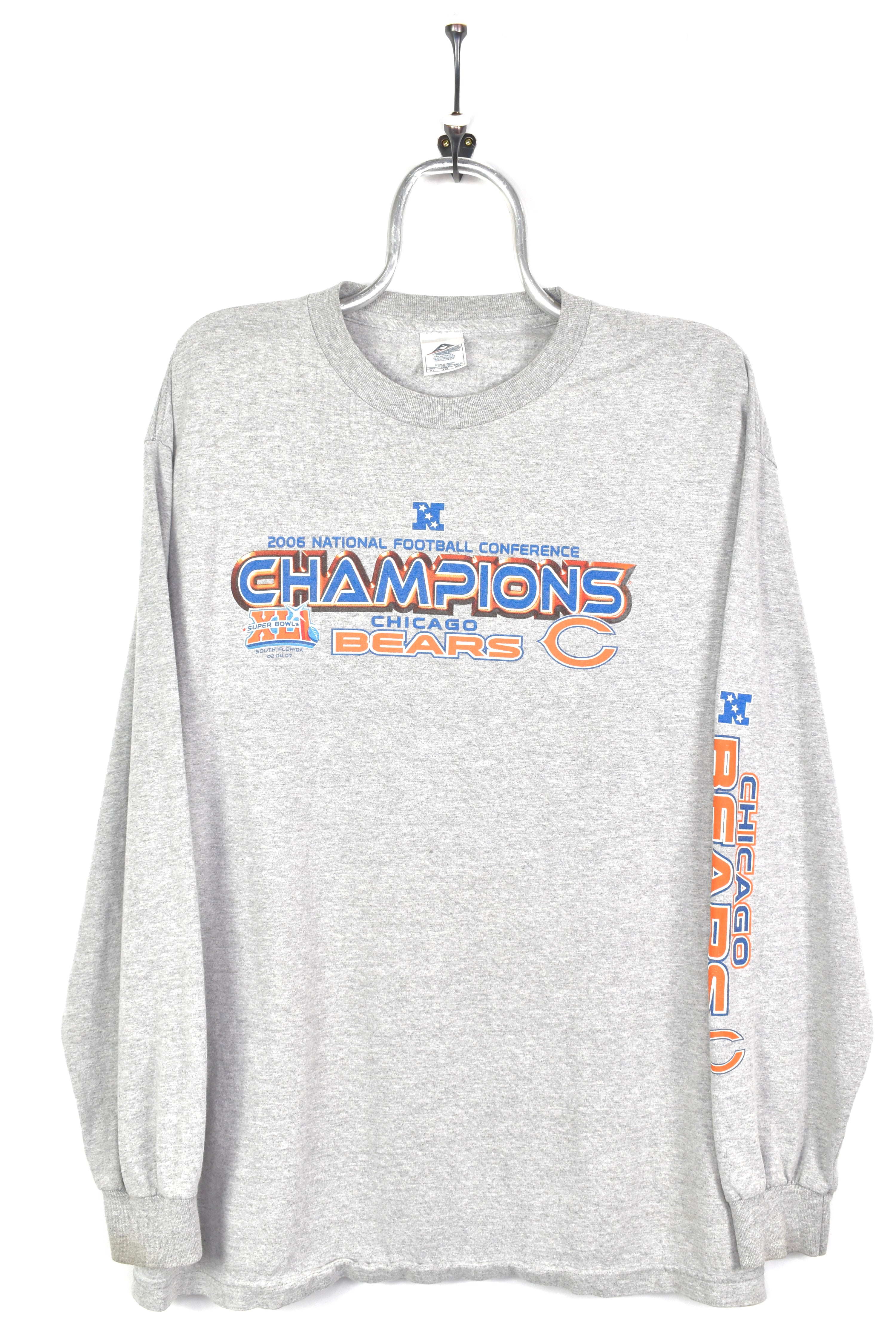 VINTAGE NFL CHICAGO BEARS GREY LONG SLEEVED T-SHIRT | XL PRO SPORT
