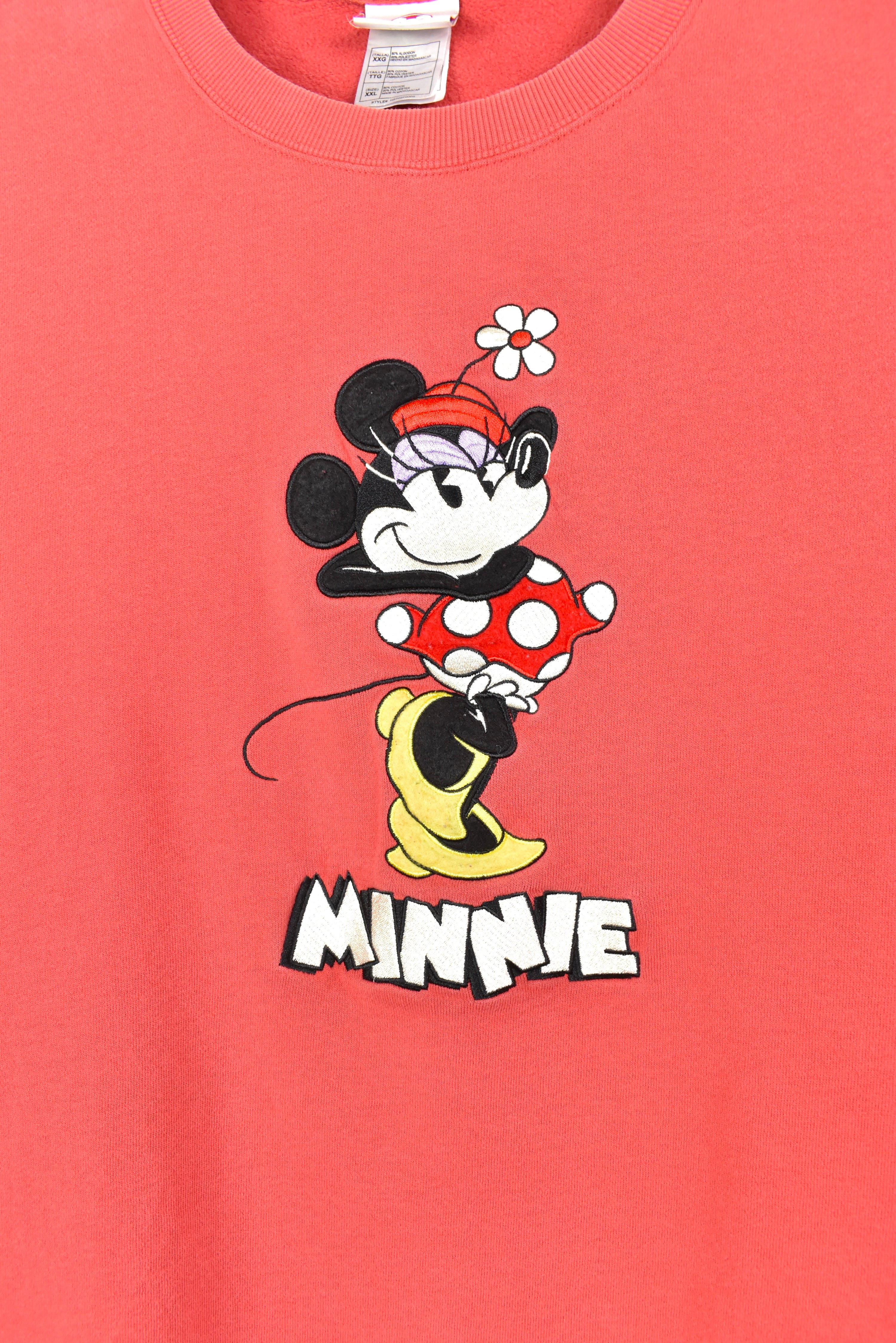VINTAGE DISNEY MINNIE MOUSE EMBROIDERED PINK SWEATSHIRT | XXL DISNEY / CARTOON