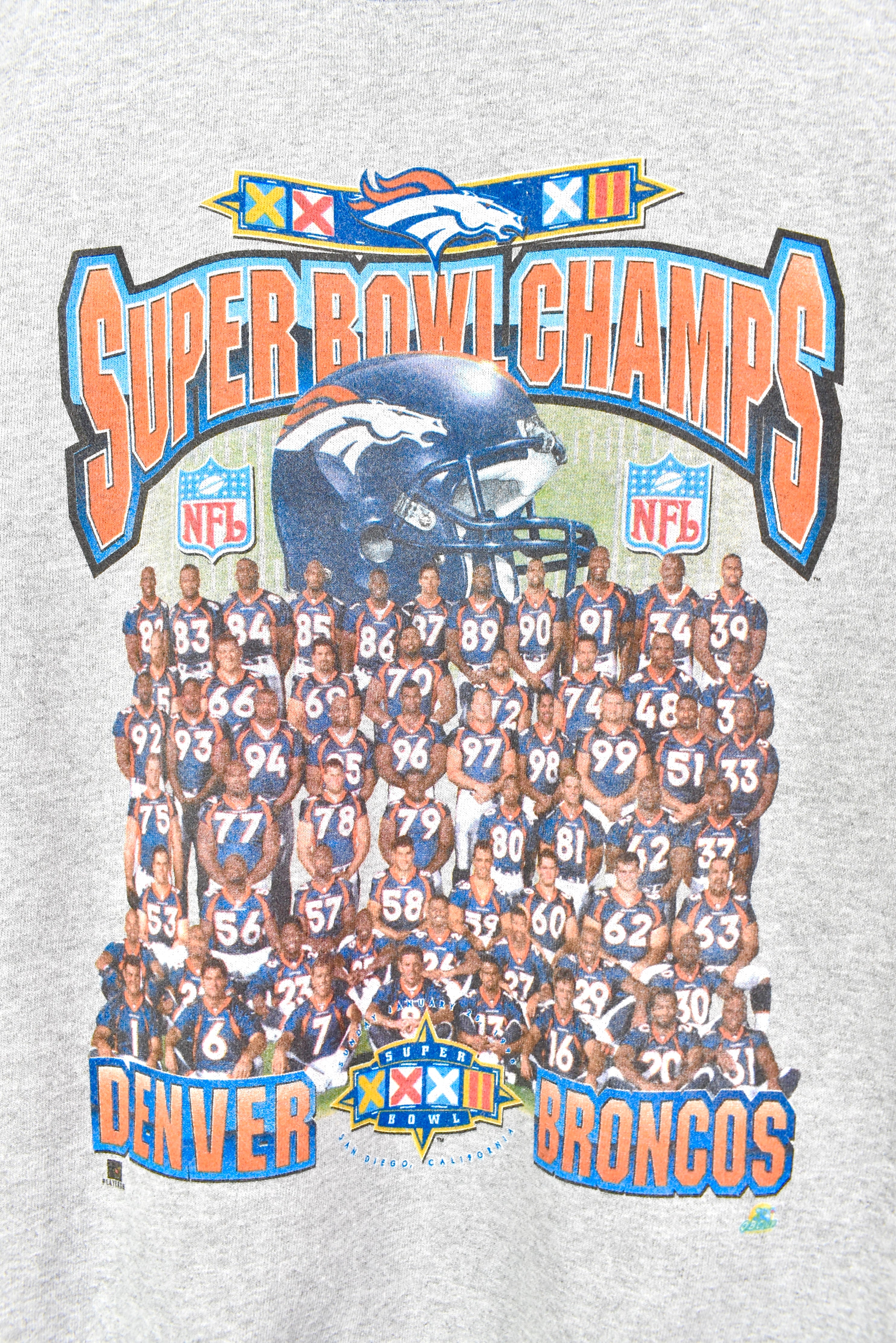 VINTAGE 1998 NFL DENVER BRONCOS SUPERBOWL GREY SWEATSHIRT | XL PRO SPORT