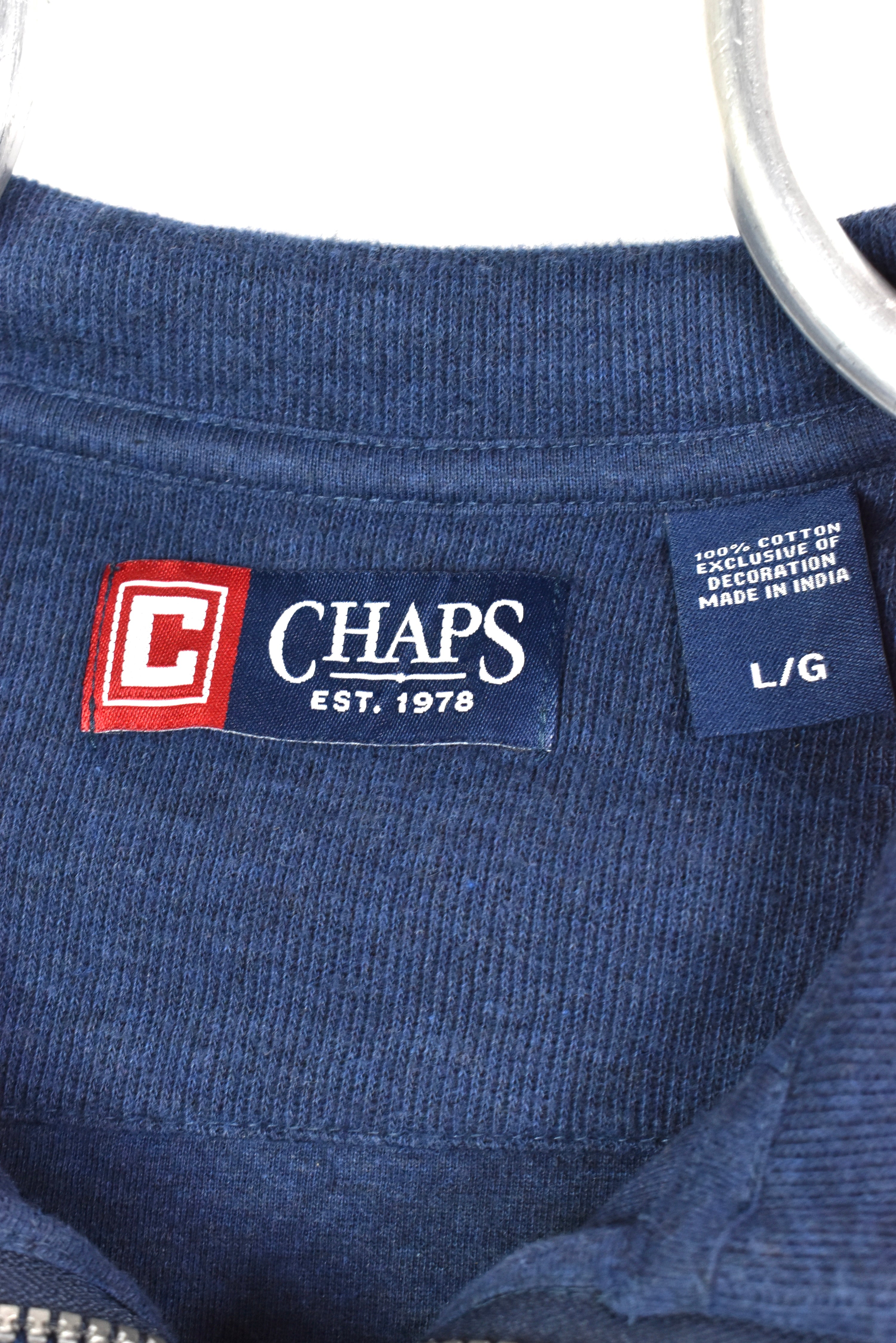 Vintage Ralph Lauren sweatshirt, Chaps embroidered 1/4 zip jumper - large, navy blue RALPH LAUREN
