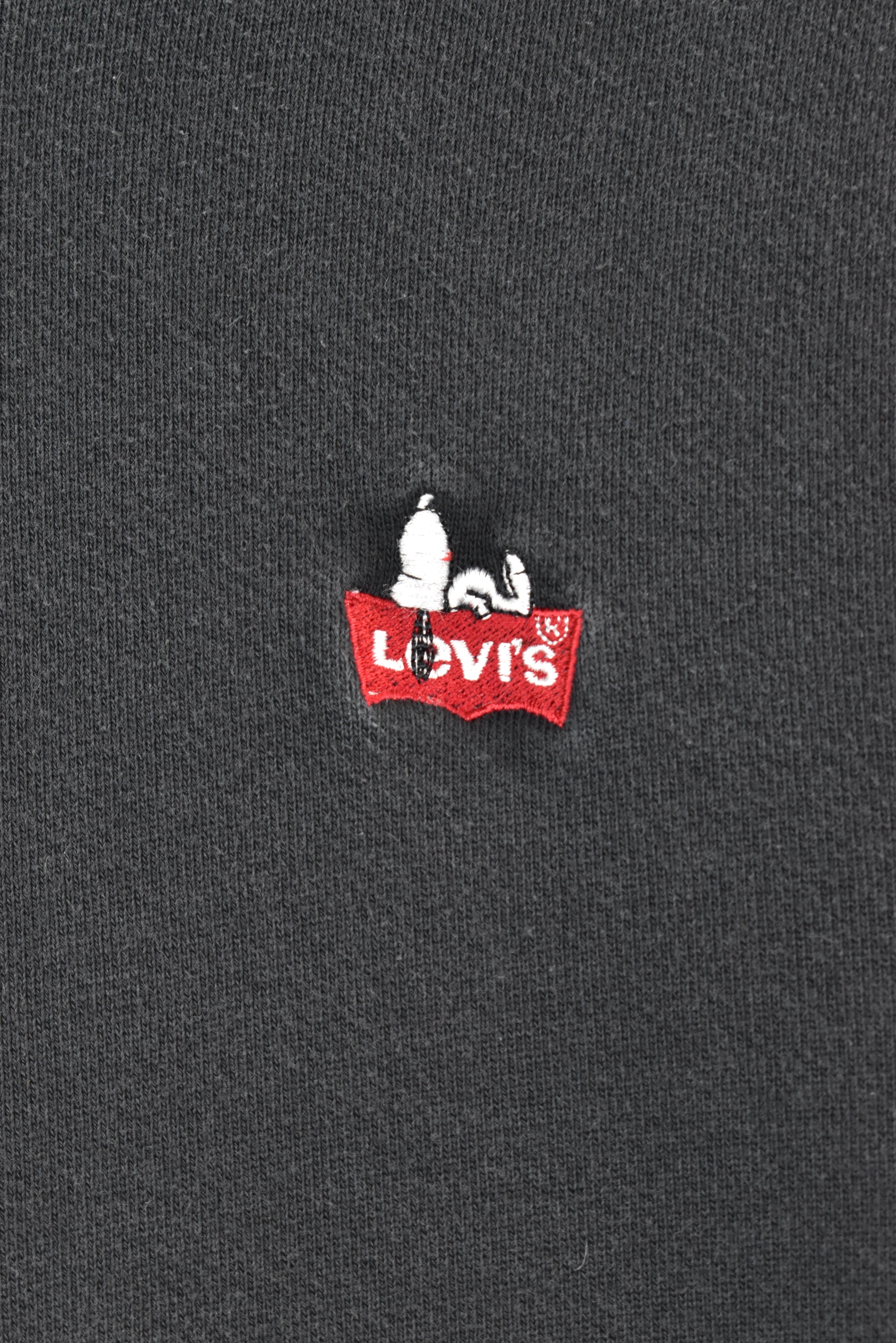 VINTAGE LEVIS EMBROIDERED BLACK HOODIE | LARGE LEVIS