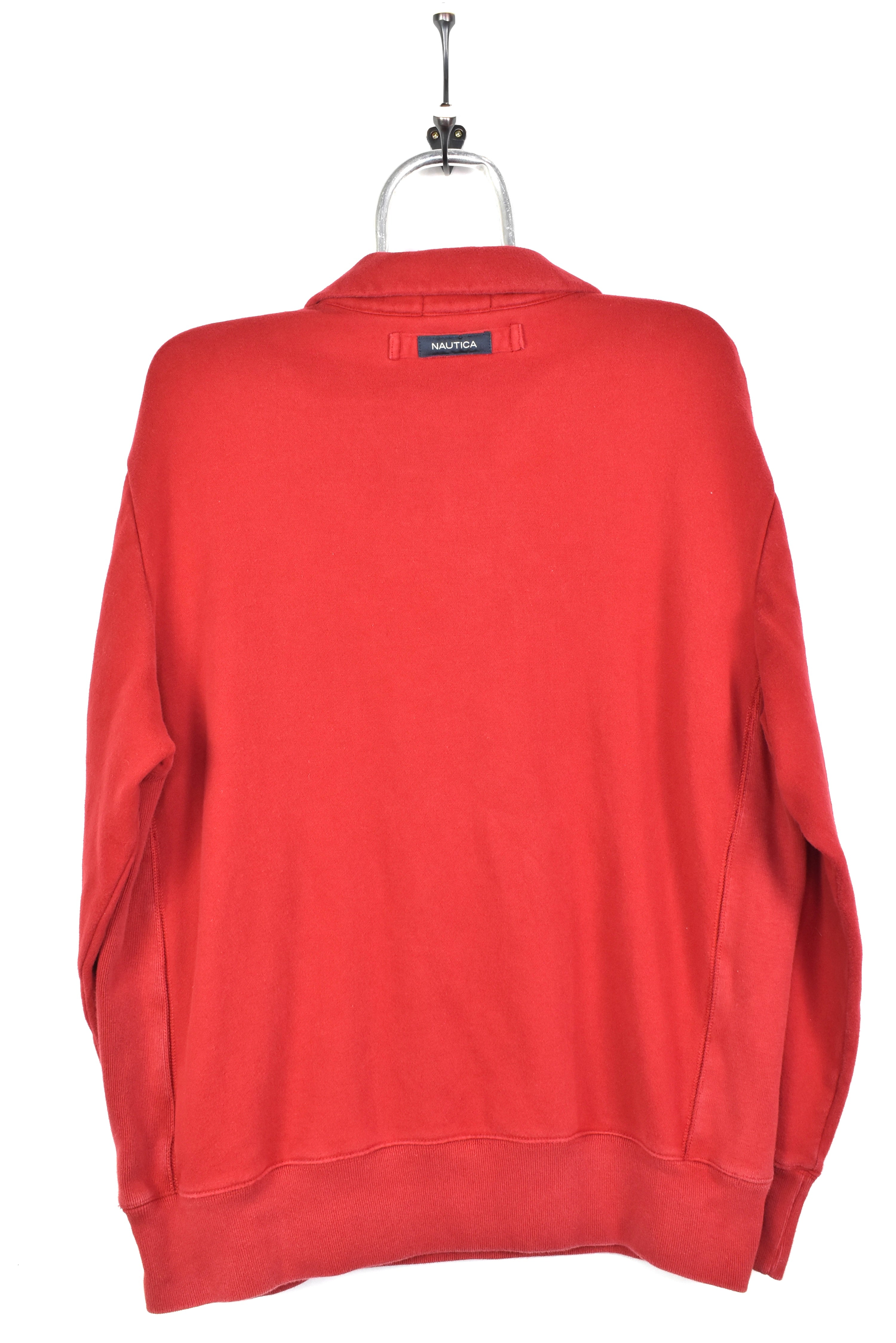 VINTAGE NAUTICA RED EMBROIDERED 1/4 ZIP SWEATSHIRT | LARGE NAUTICA
