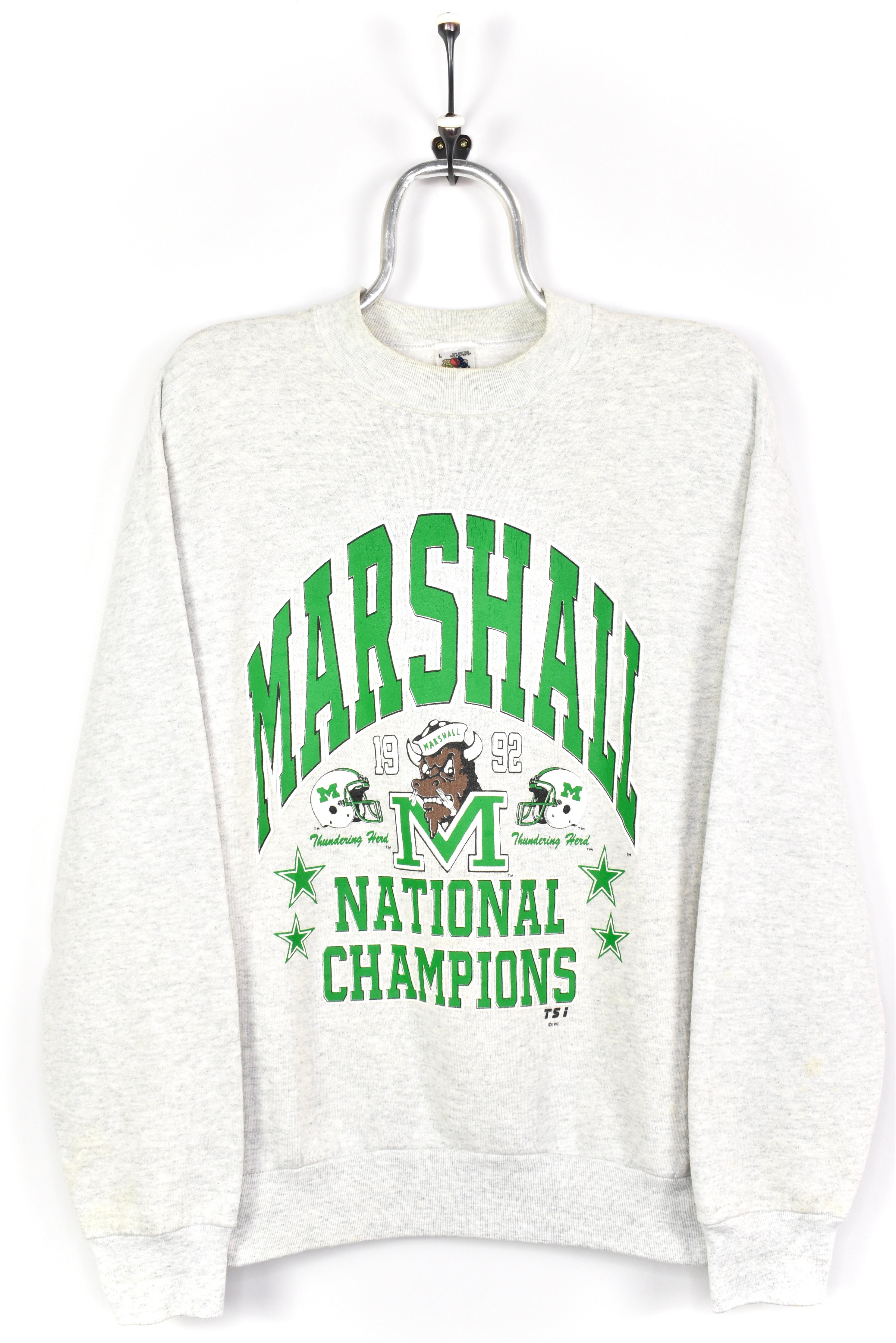 VINTAGE 1992 MARSHALL UNIVERSITY GREY SWEATSHIRT | LARGE COLLEGE