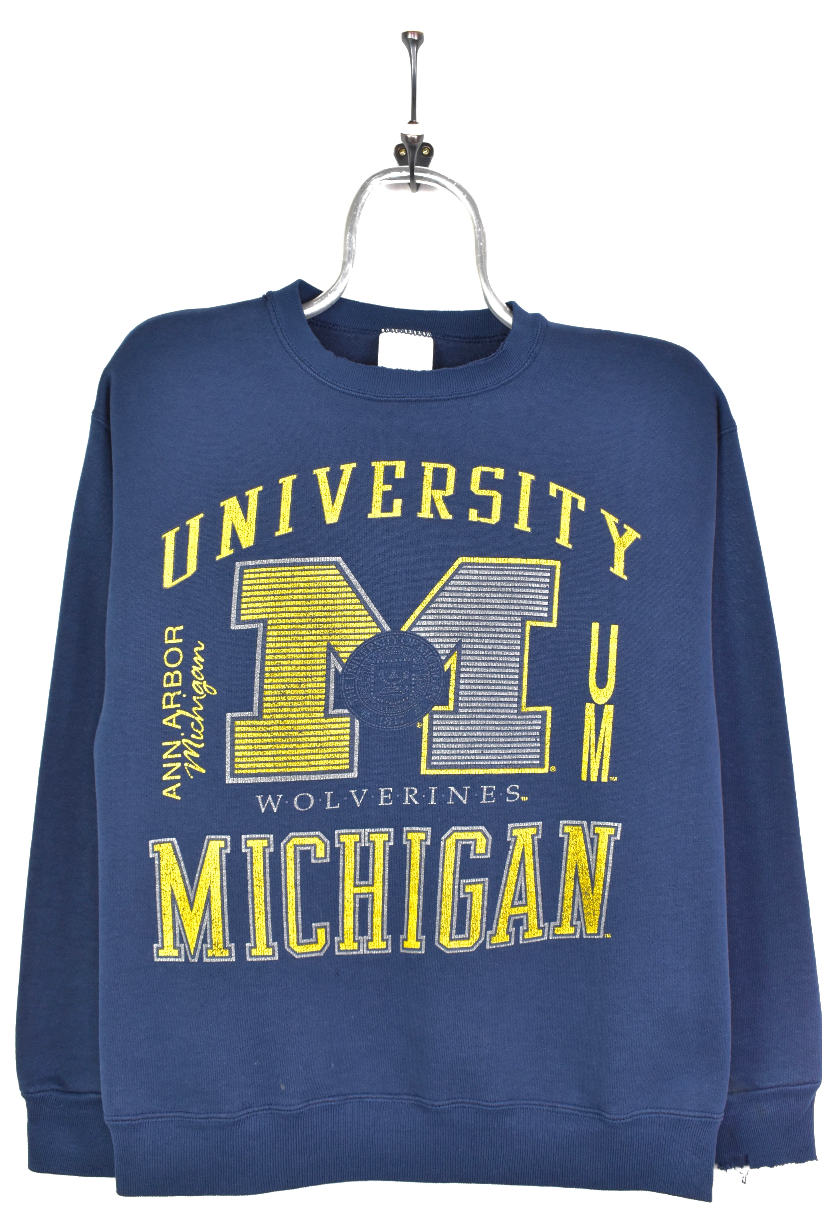 VINTAGE MICHIGAN UNIVERSITY NAVY SWEATSHIRT | MEDIUM COLLEGE