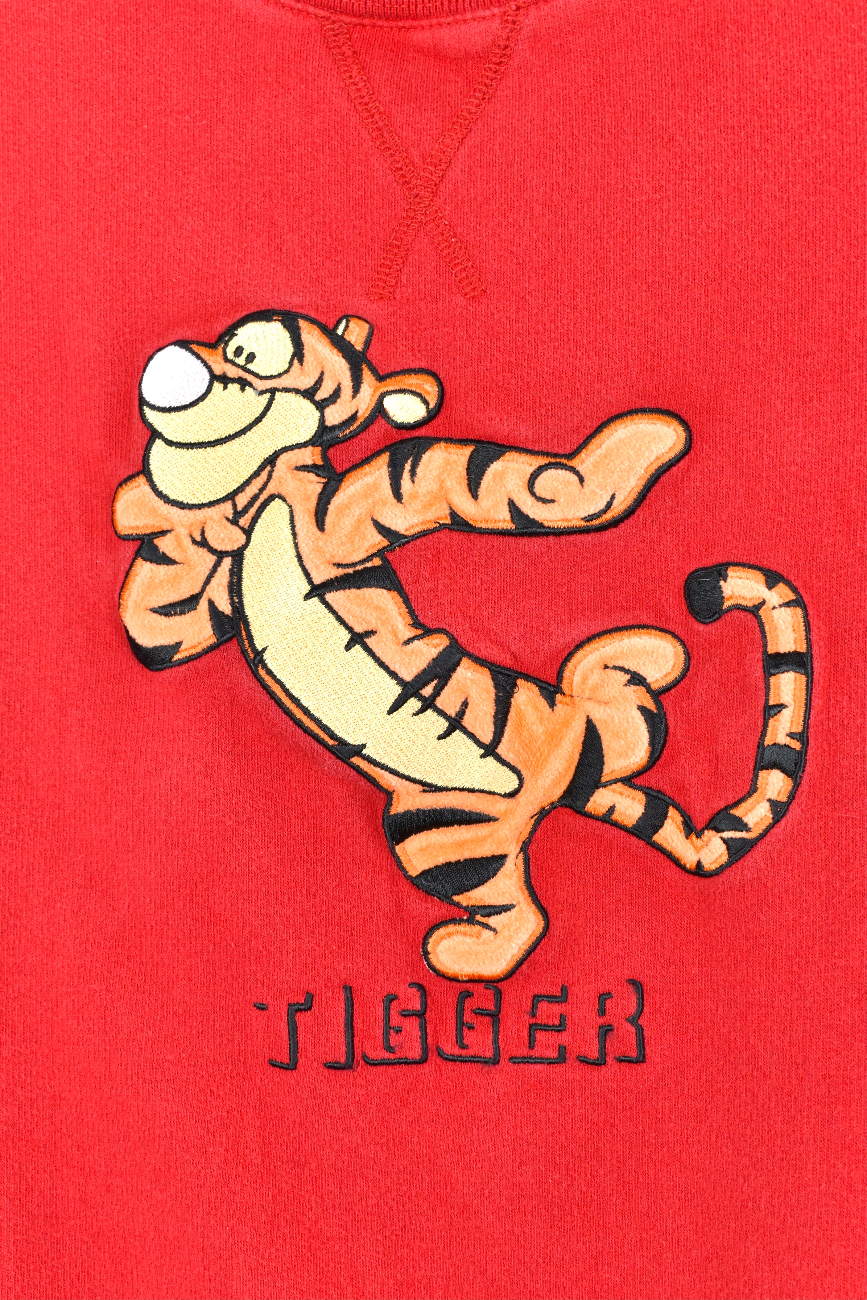 VINTAGE DISNEY TIGGER EMBROIDERED RED SWEATSHIRT | LARGE DISNEY / CARTOON