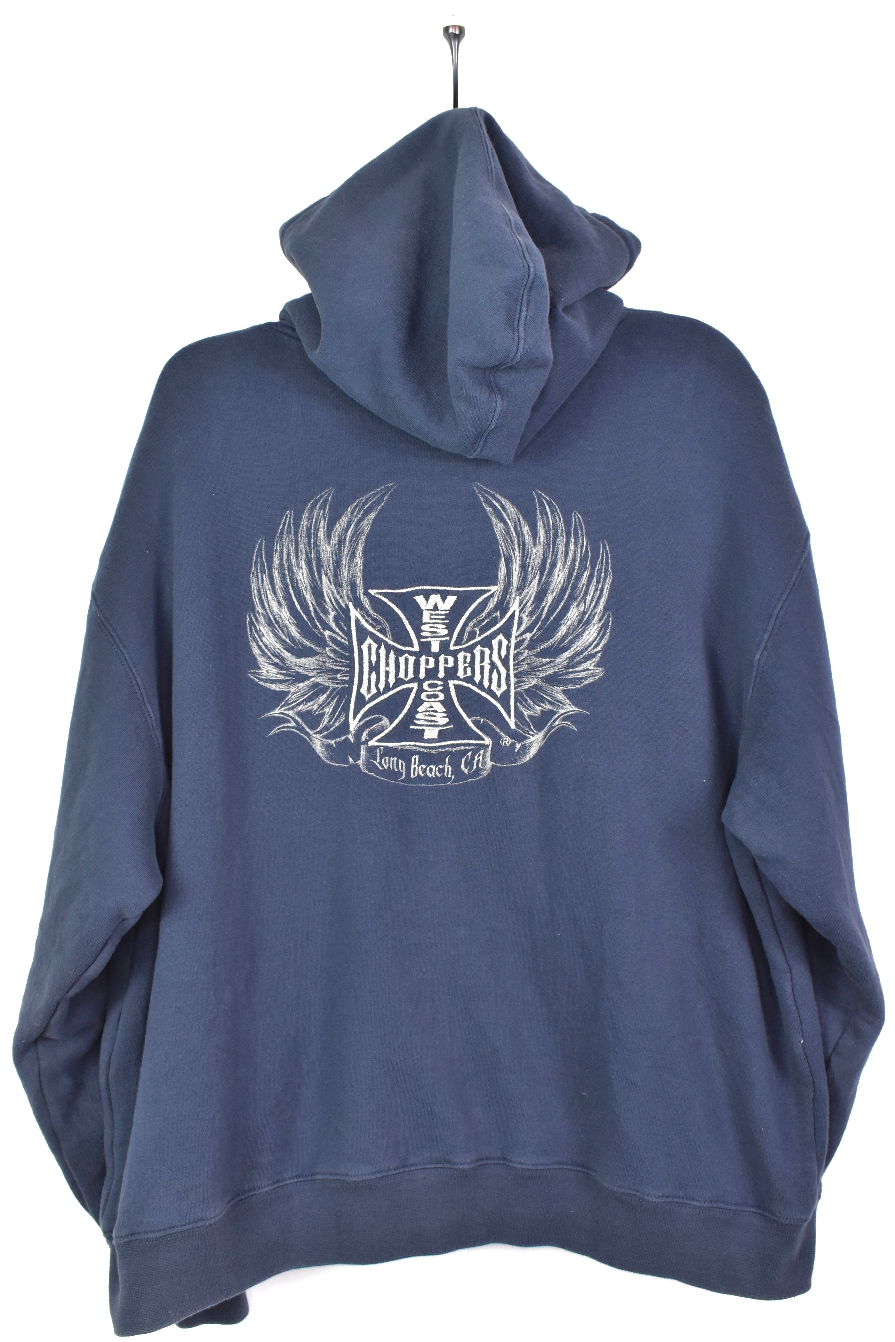 VINTAGE WEST COAST CHOPPERS EMBROIDERED NAVY HOODIE | XXL HARLEY DAVIDSON