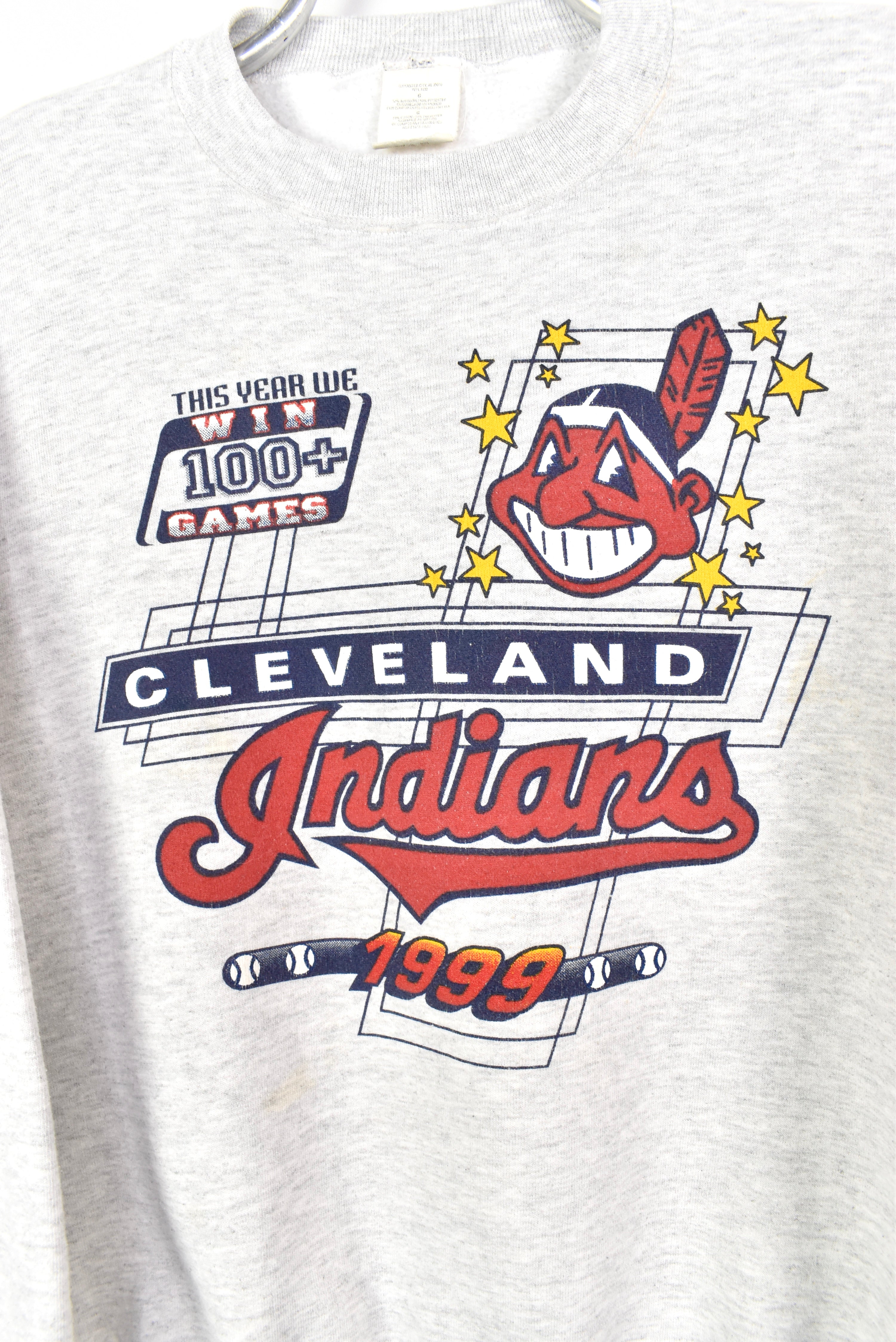 VINTAGE 1999 MLB CLEVELAND INDIANS GREY SWEATSHIRT | XL PRO SPORT