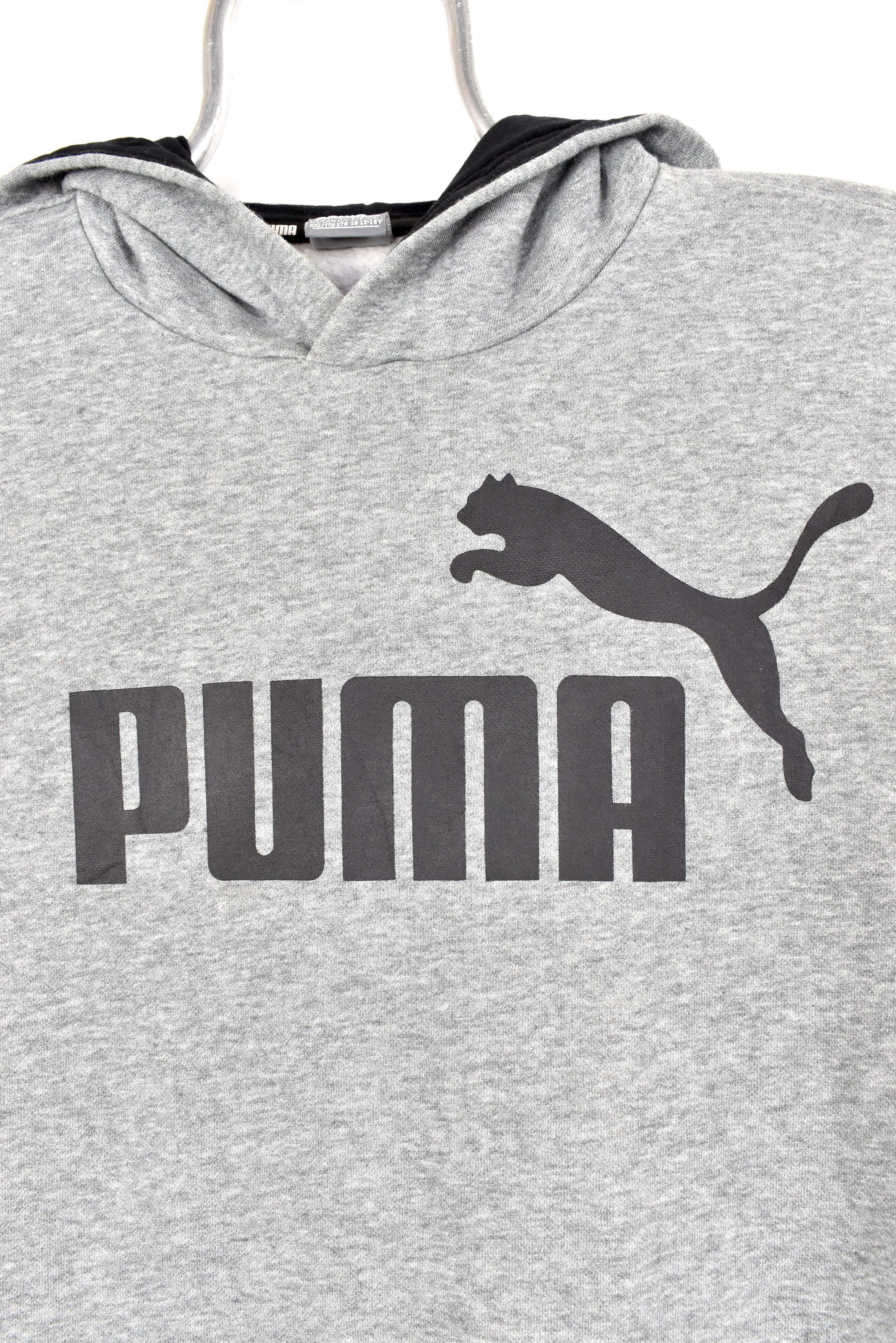 Modern Puma hoodie, grey graphic sweatshirt - AU M PUMA