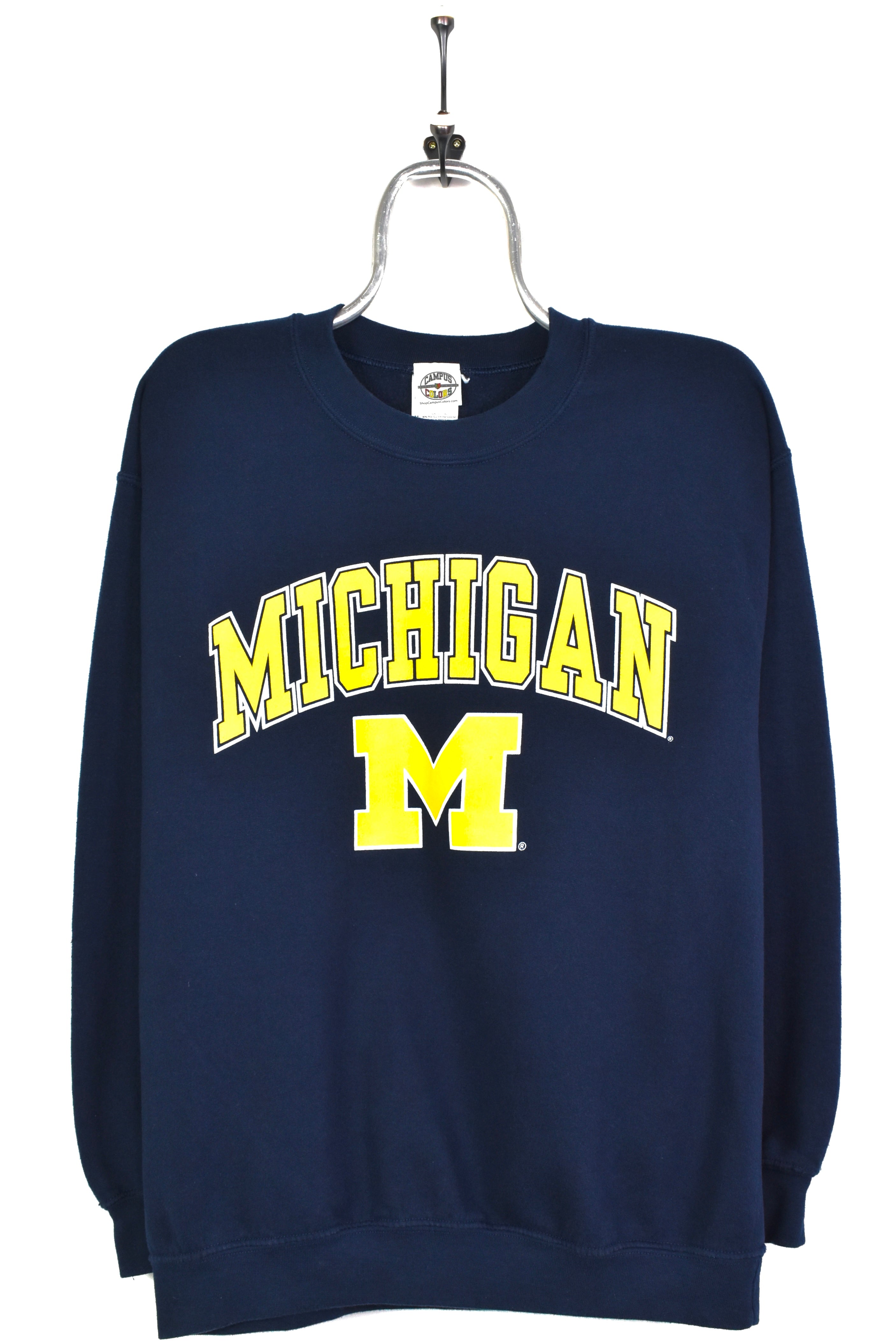 Modern University of Michigan sweatshirt, pullover graphic crewneck - medium, navy blue COLLEGE
