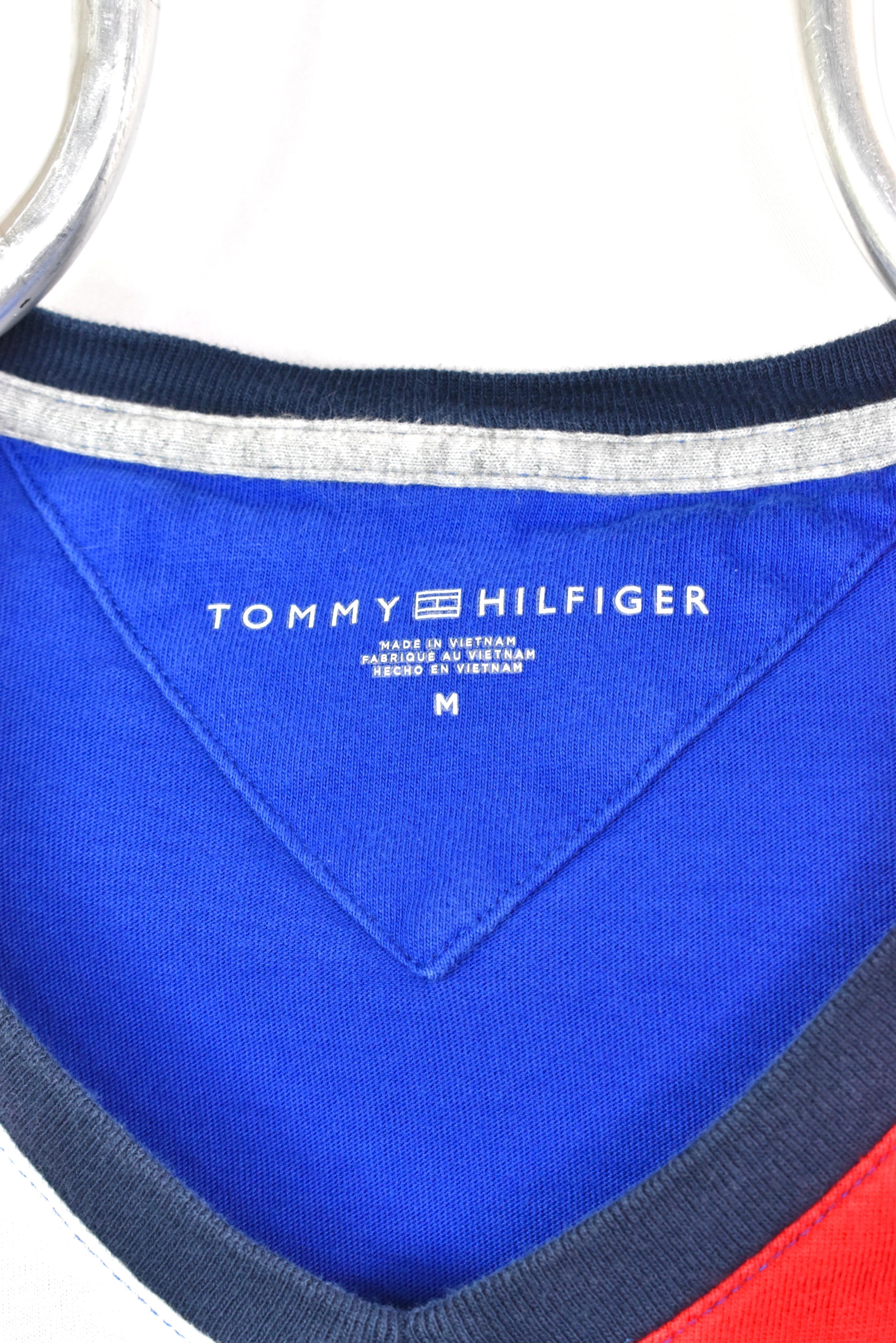 Women's modern Tommy Hilfiger shirt, short sleeve embroidered tee - medium, blue TOMMY HILFIGER