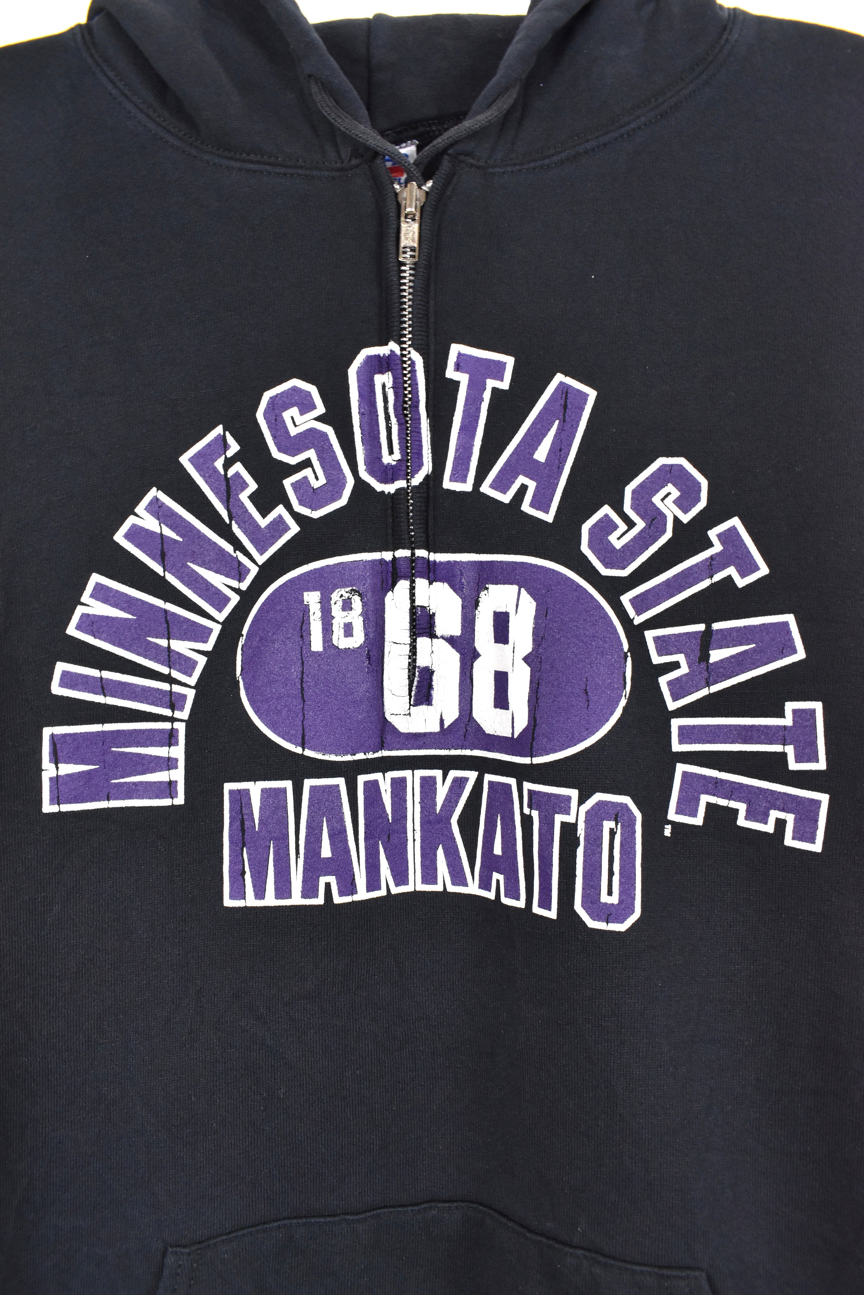 Vintage Minnesota State University hoodie, black Mankato graphic sweatshirt - AU XL COLLEGE